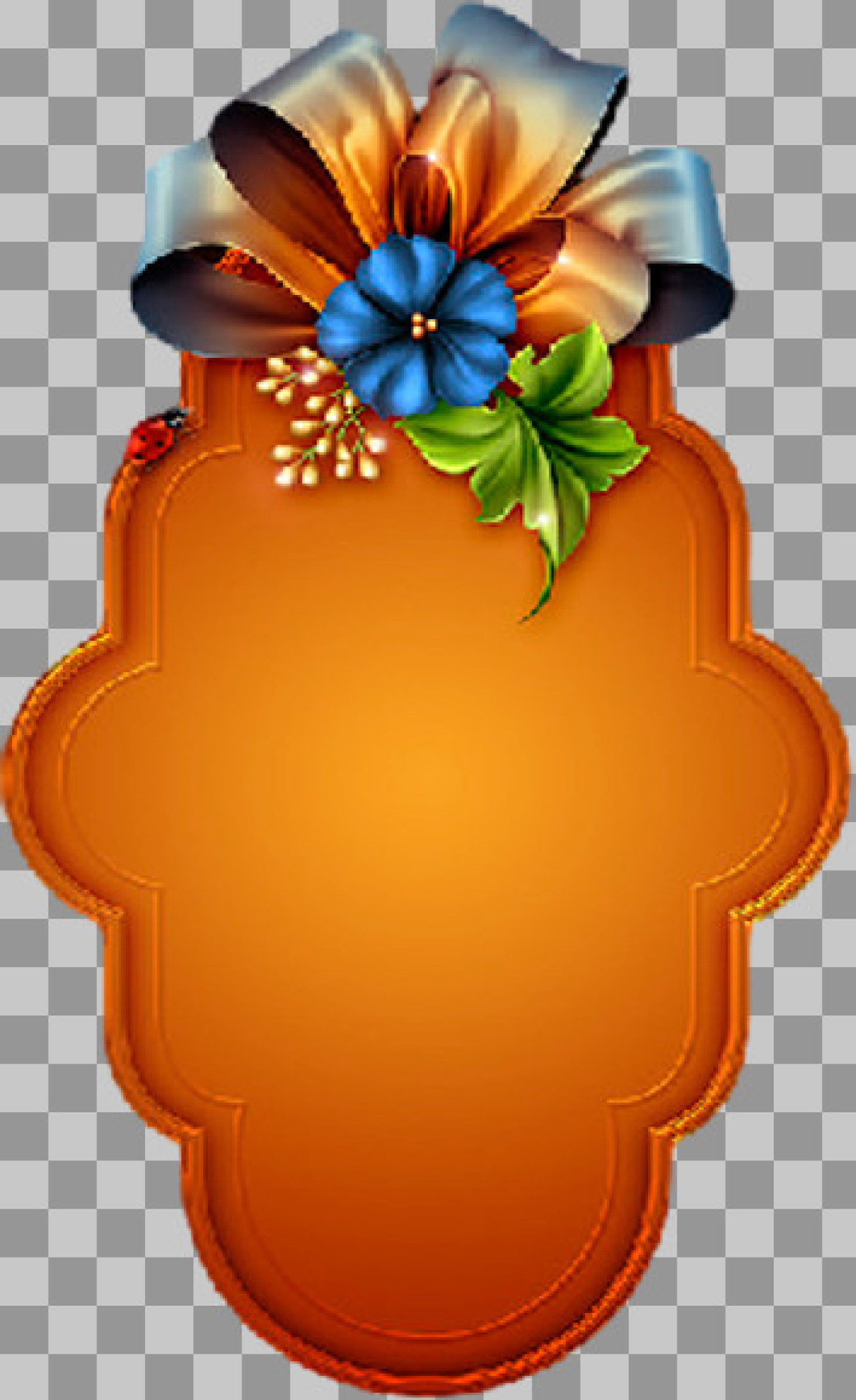 Autumn Floral Tag PNG | Elegant Orange & Blue Clipart