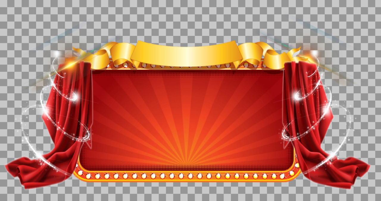 Theatrical Showtime Frame PNG | Red Curtain Clipart
