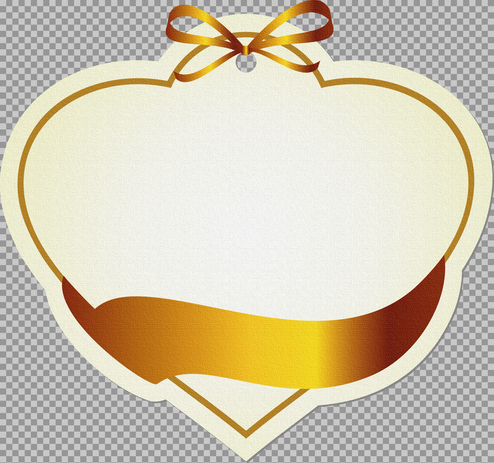 Elegant Heart-Shaped Tag PNG | Gold Ribbon Clipart