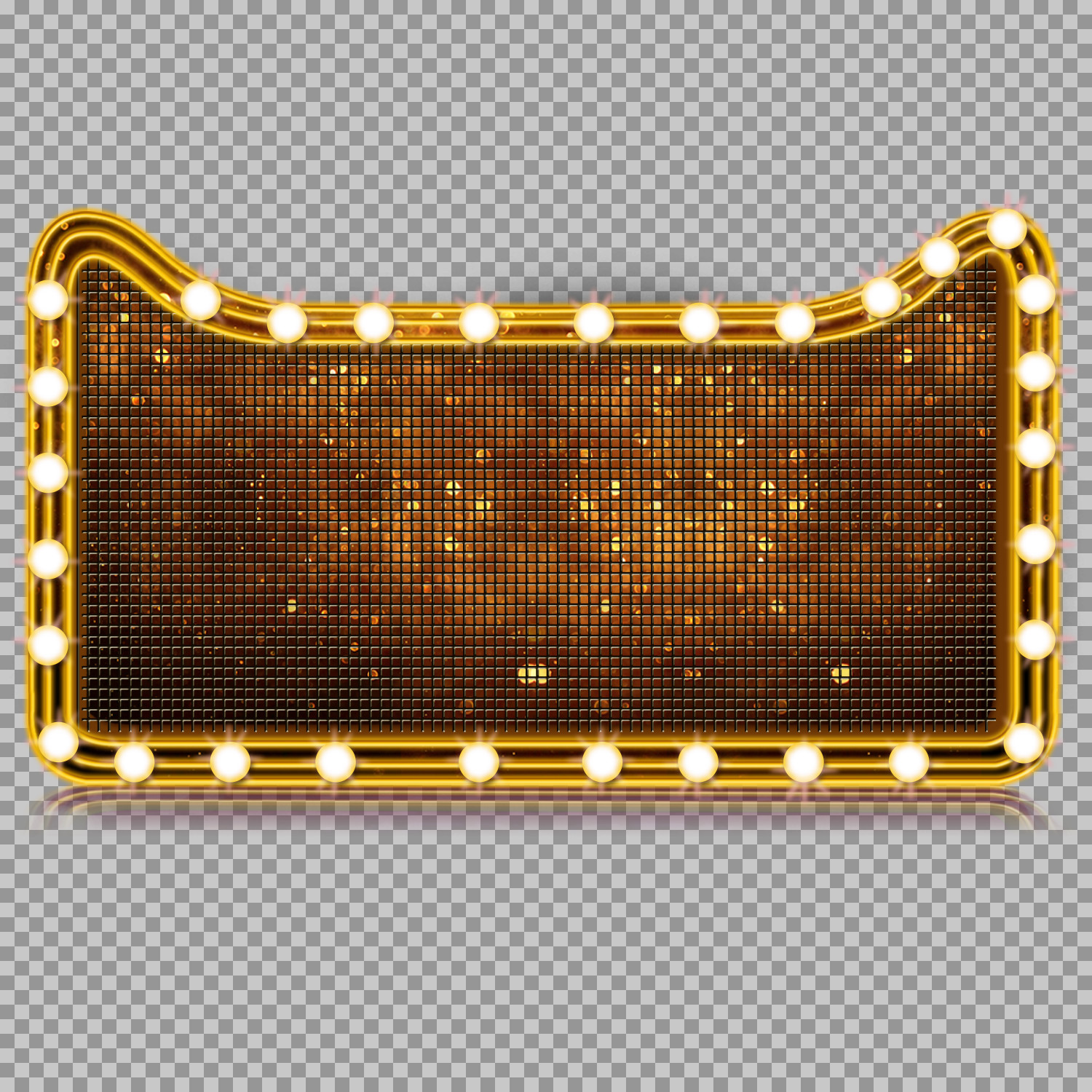 Golden Marquee Sign PNG | Retro Lightbox Frame with Bulbs