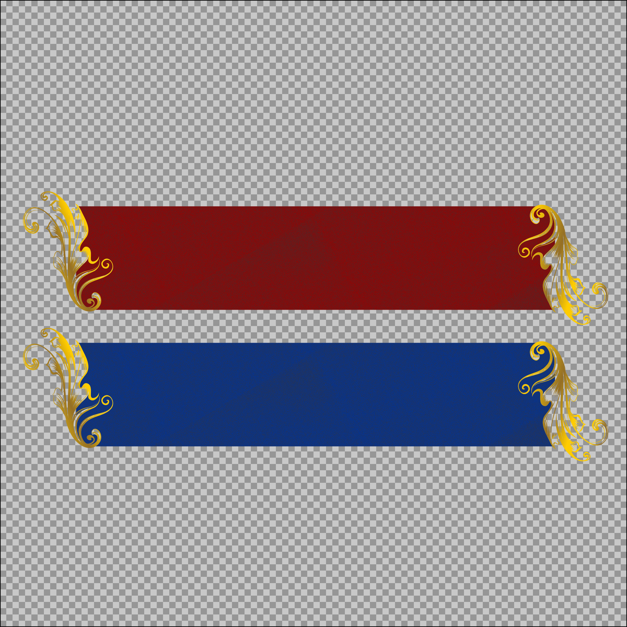 Royal Banner PNG | Gold Filigree Text Box Download (Red & Blue)