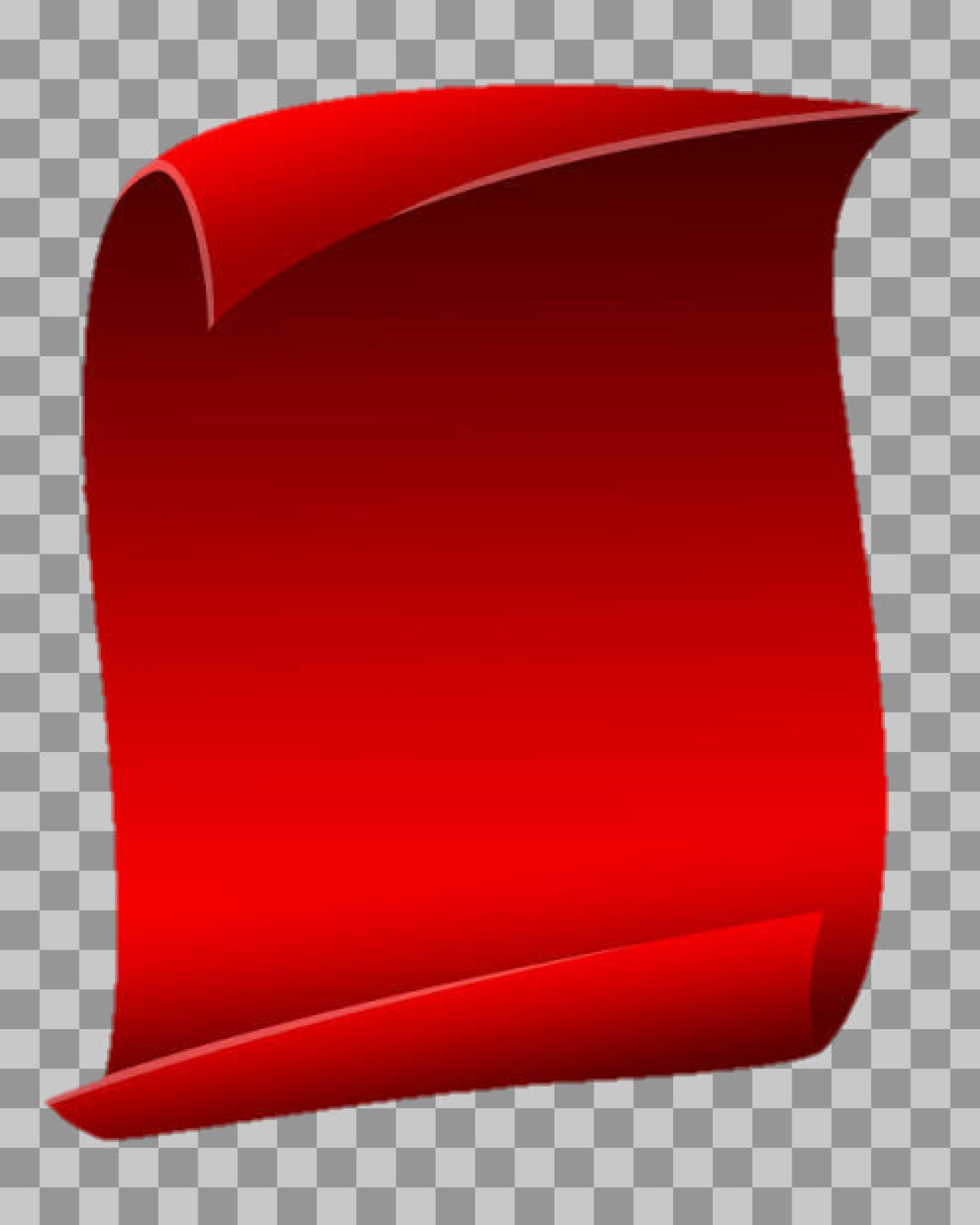 Glossy Red Scroll PNG | Curled Parchment Banner Graphic