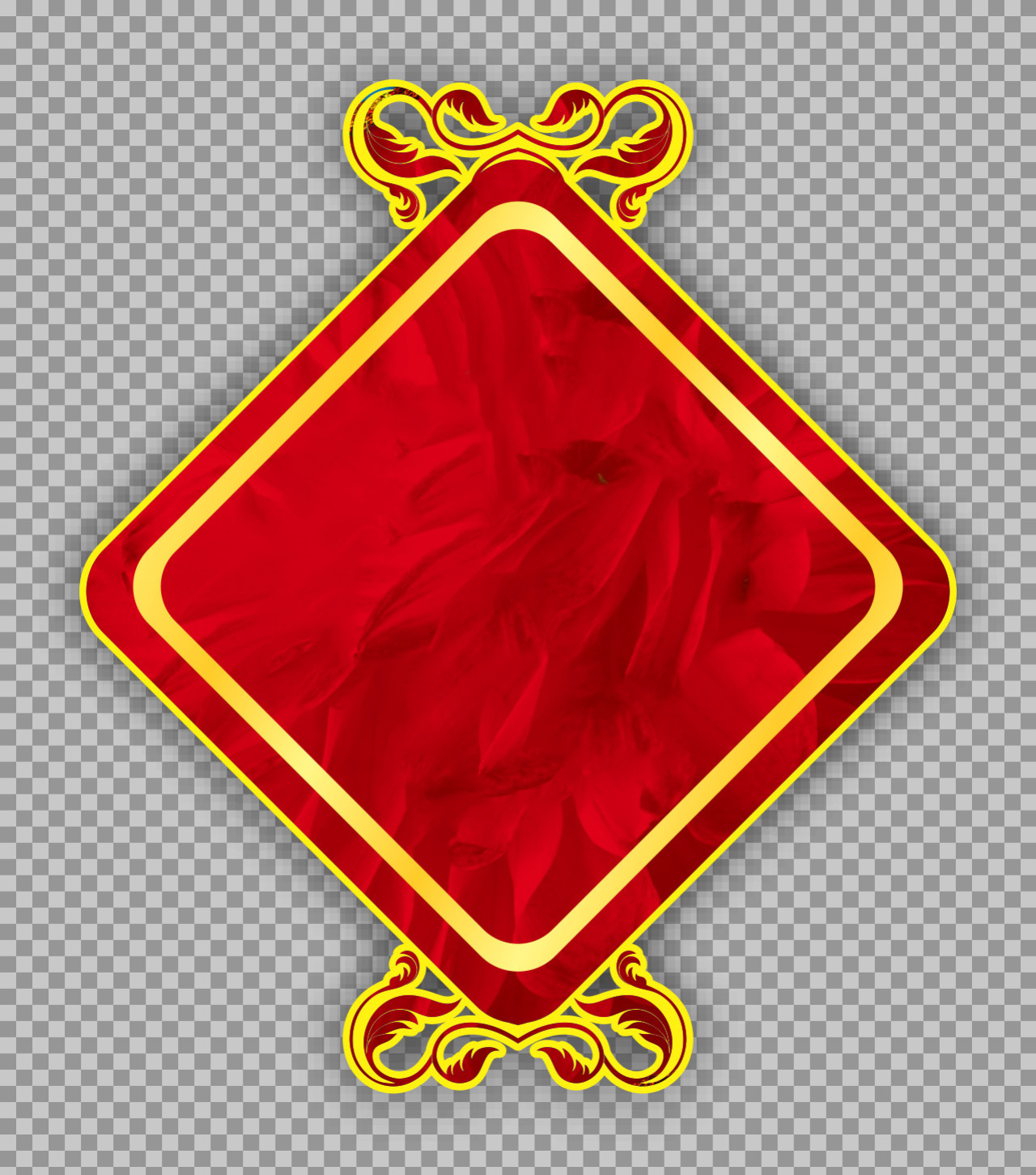 Ornate Red and Gold Diamond Frame PNG | Festive & Luxury Design