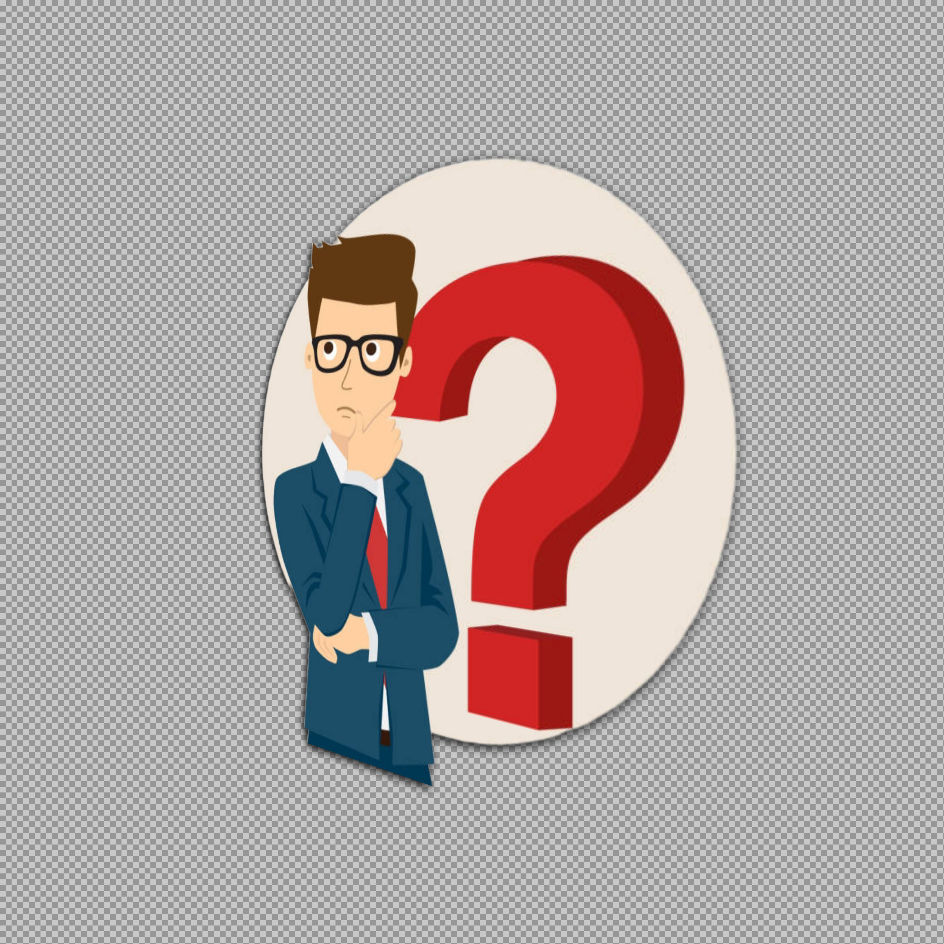 Thinking Man with Question Mark PNG | Free FAQ & Problem Icon