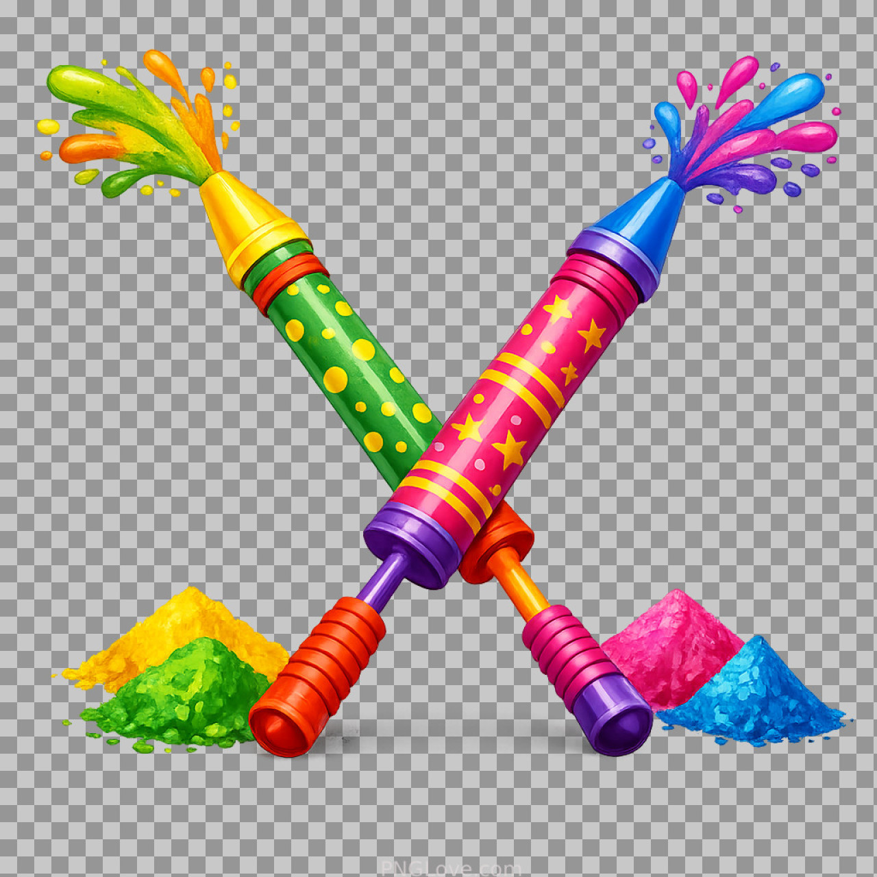 Holi Pichkari & Gulal PNG | Free Festival of Colors Clipart