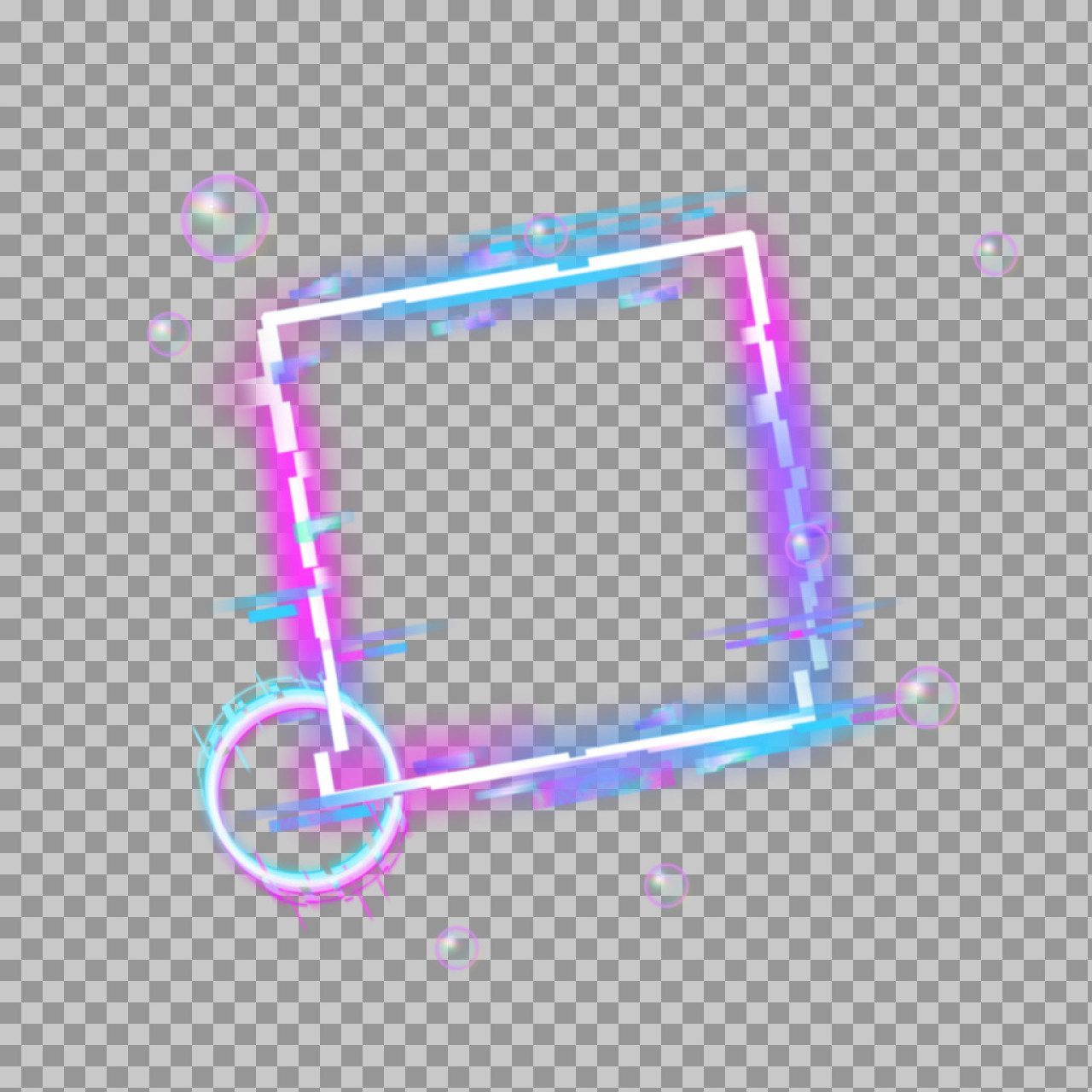 Neon Glitch Frame PNG | Futuristic Digital Border Overlay