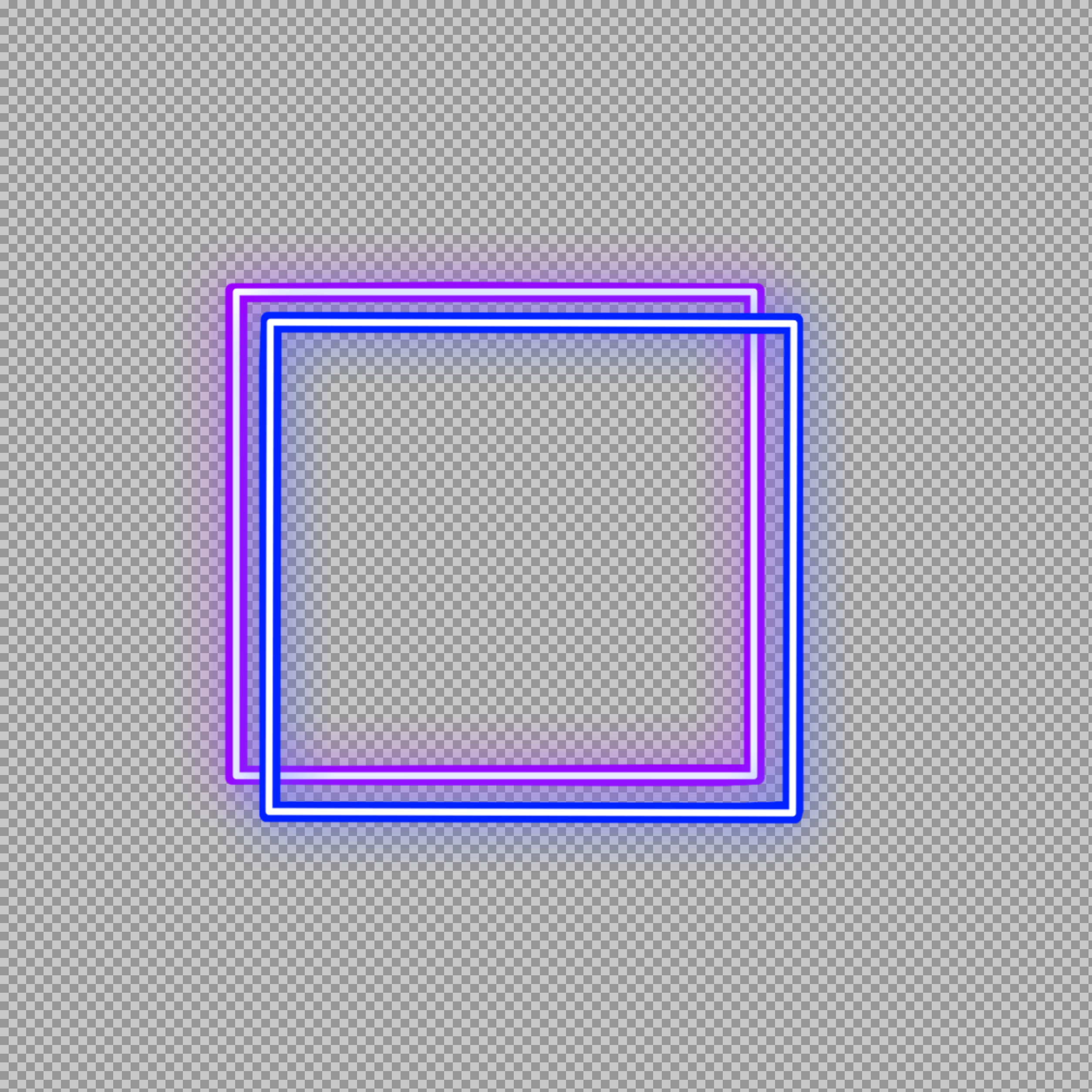 Vibrant Neon Square Frame PNG | Glowing Blue & Purple Border