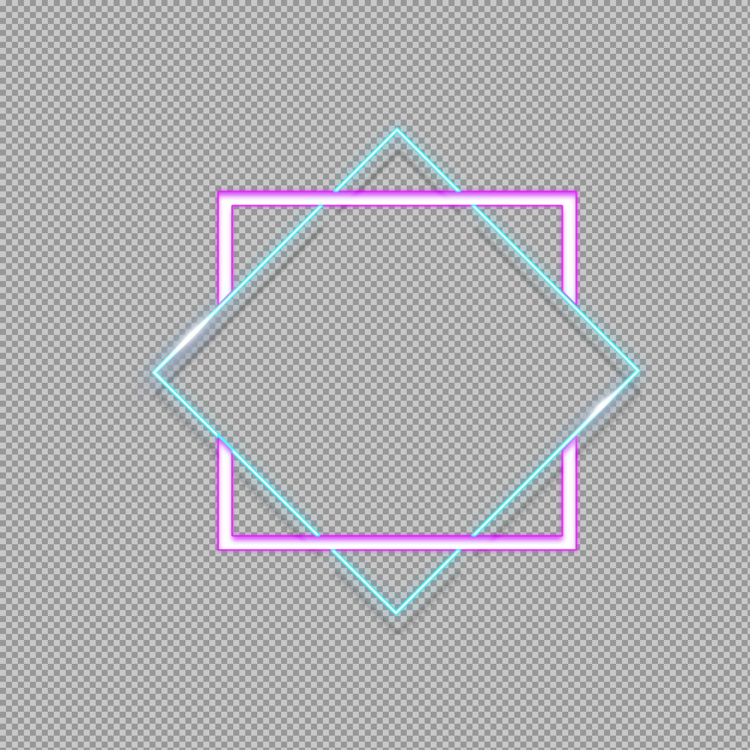 Interlocking Neon Star Frame PNG | Cyberpunk Glow Border