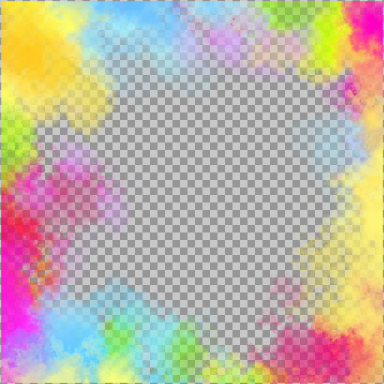 Holi Color Cloud PNG | Abstract Smoky Frame for Editing