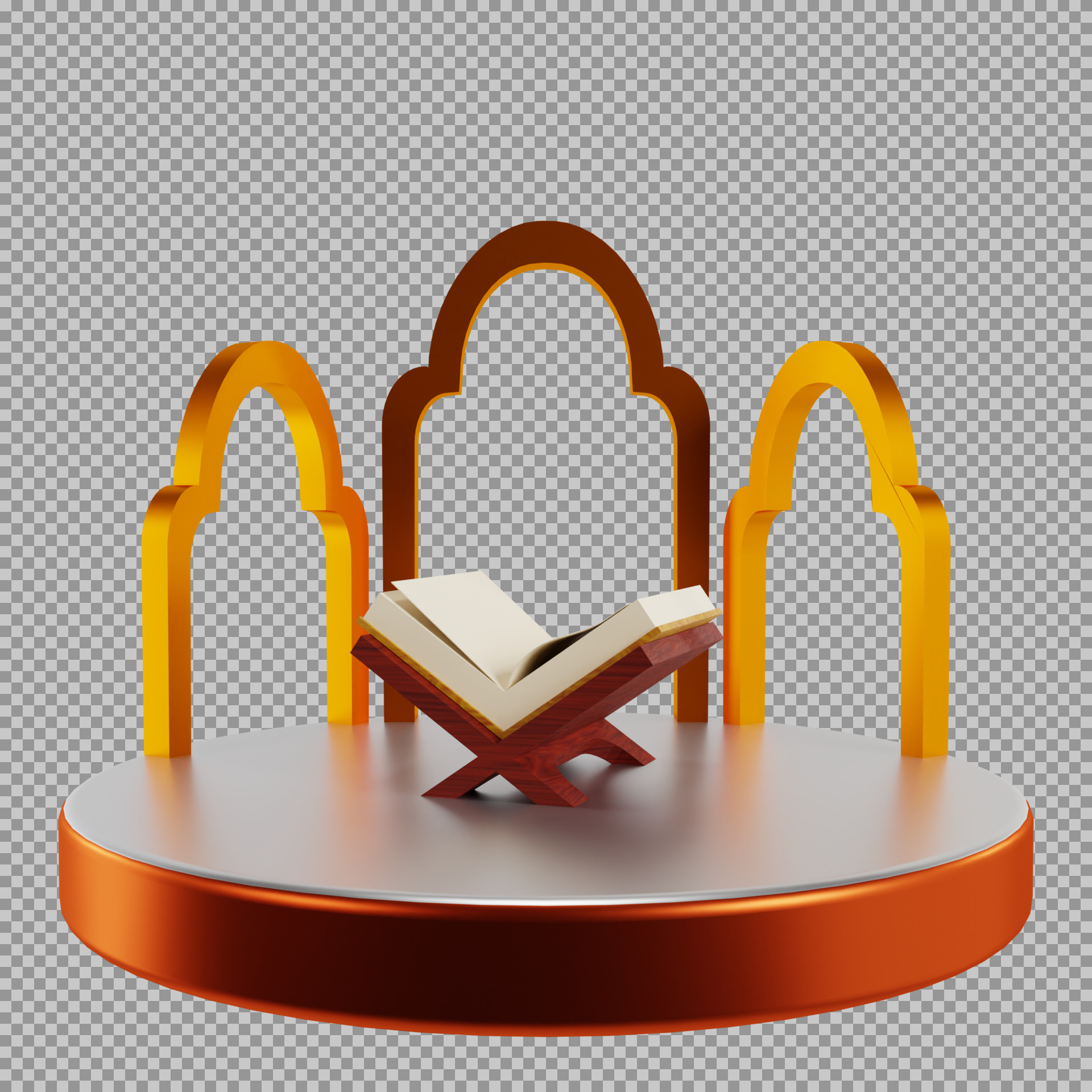 3D Islamic Podium with Quran PNG | Ramadan & Eid Graphic...
