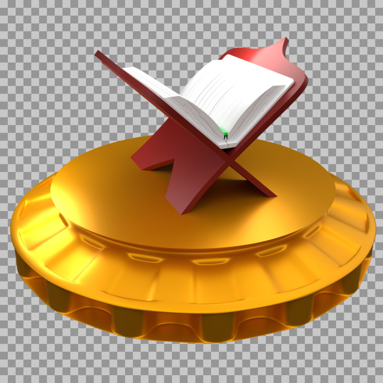 3D Quran on Golden Podium PNG | Islamic & Ramadan Graphic...