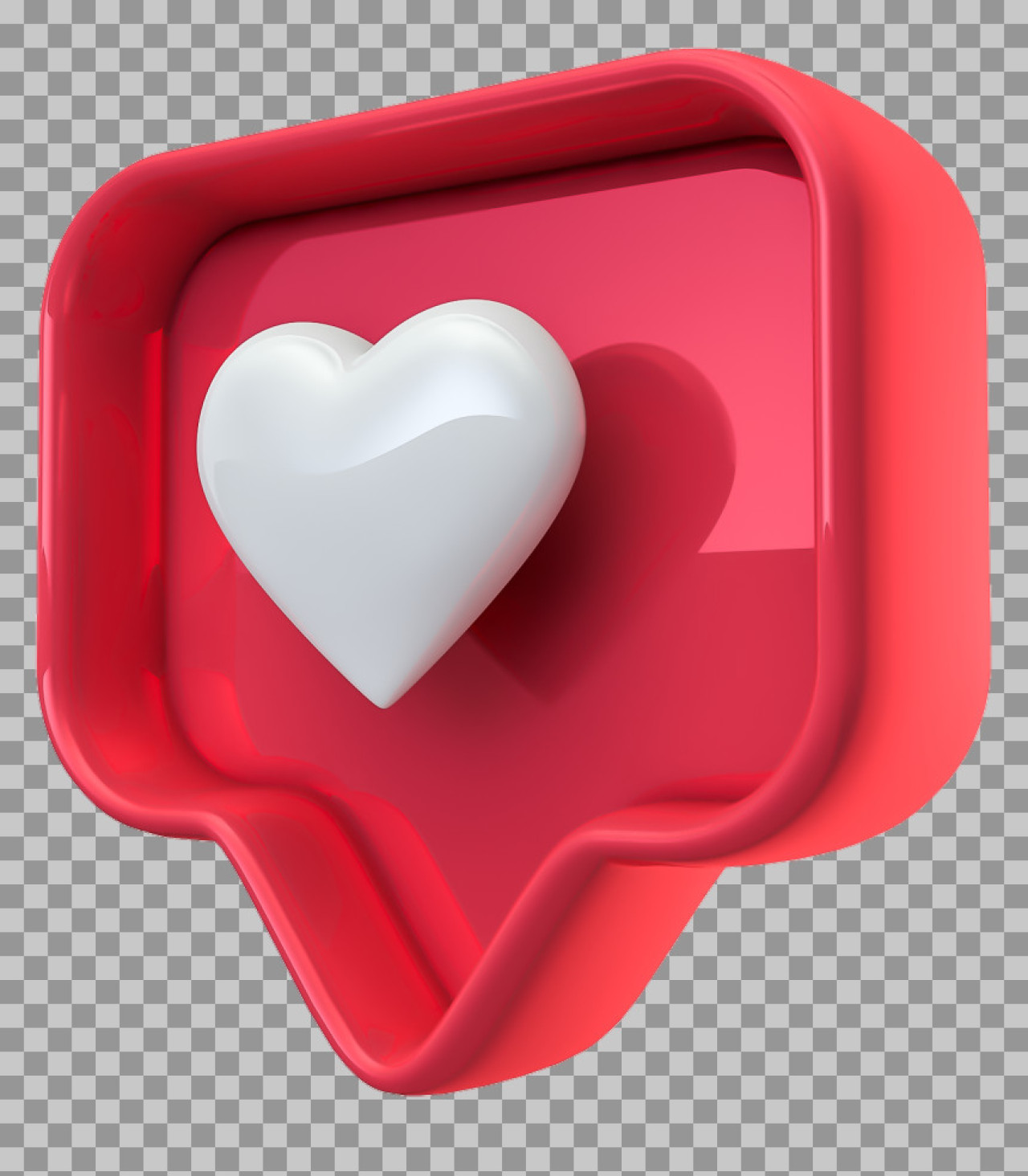 3D Like Heart Icon PNG | Social Media Notification Graphic...