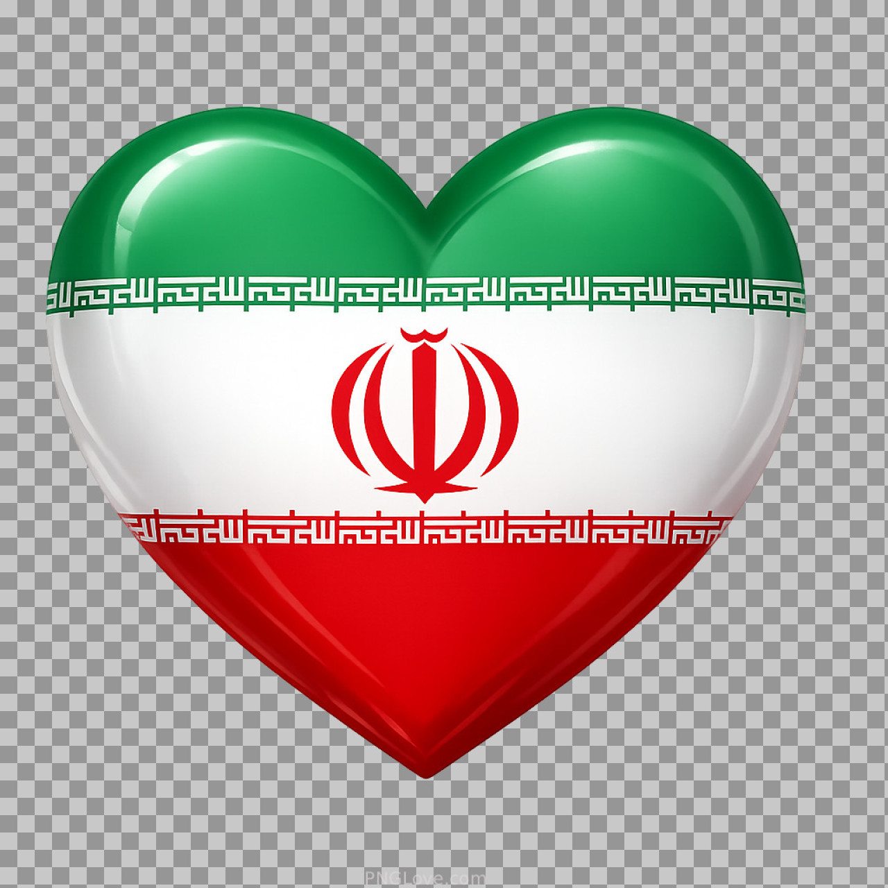 Iran Flag Heart PNG | Glossy 3D National Icon