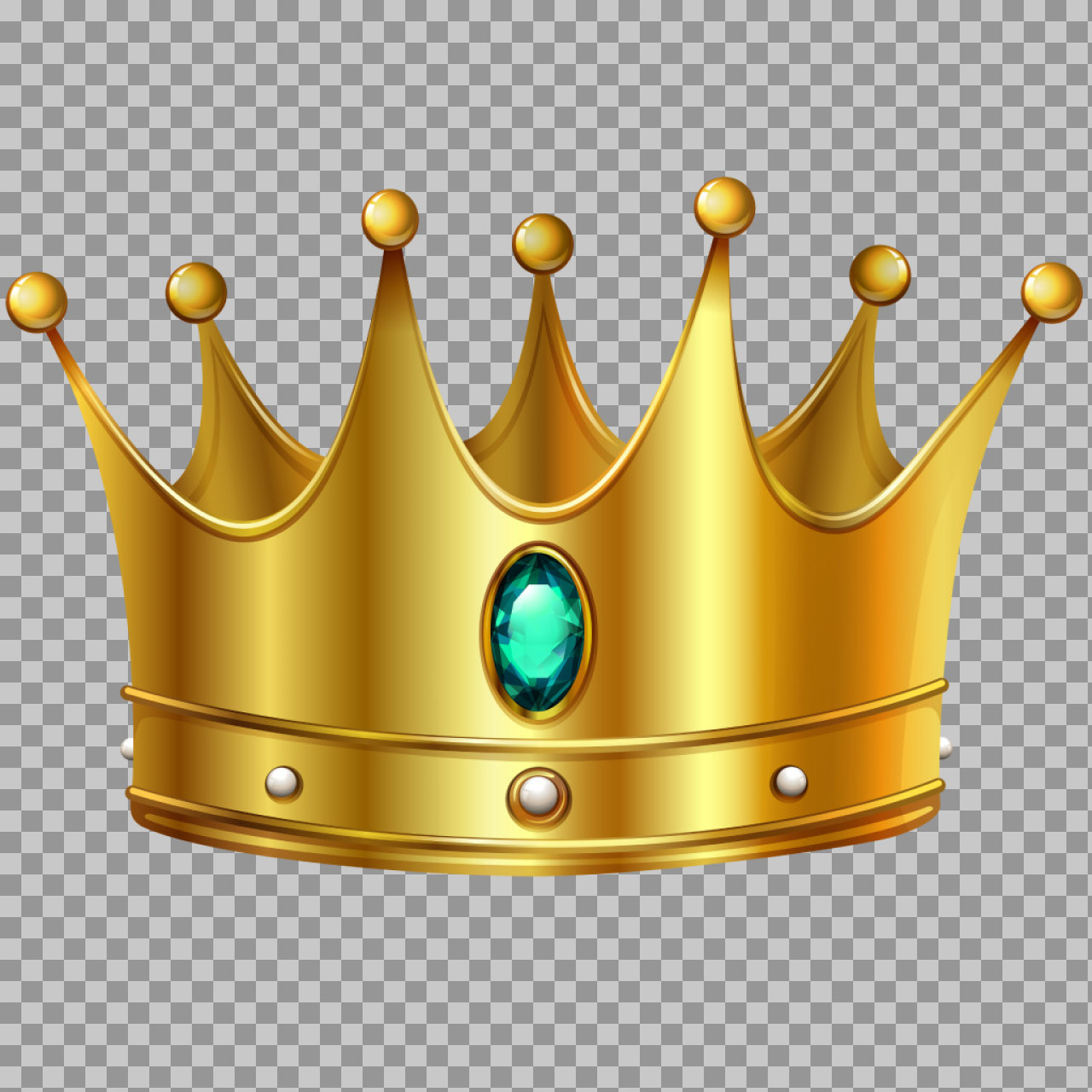 Gold Crown PNG | Royal Illustration with Emerald Gem