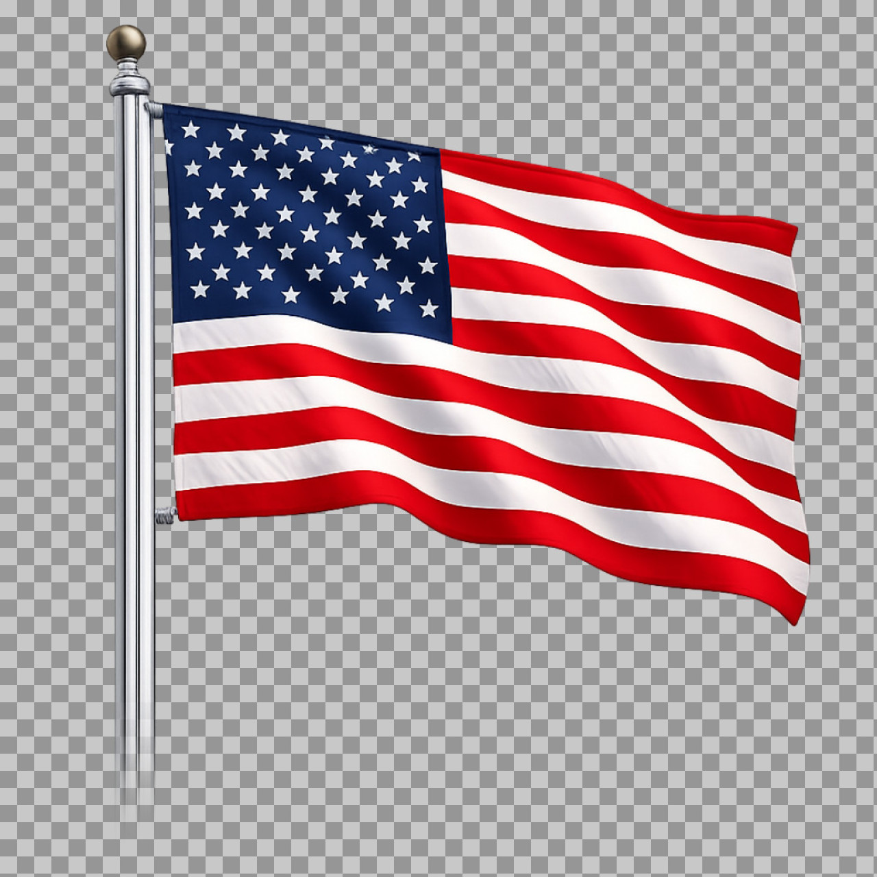 American Flag on Flagpole PNG | Transparent USA Flag Illustration