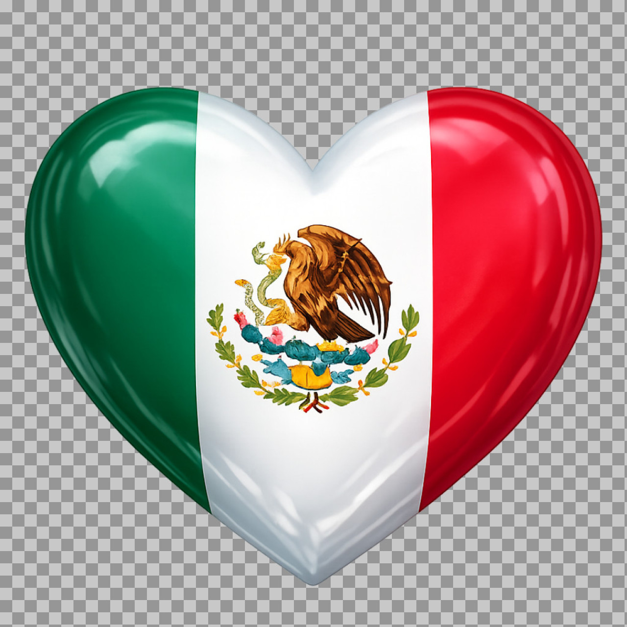 Mexico Flag Heart PNG | Free 3D Patriotic Icon