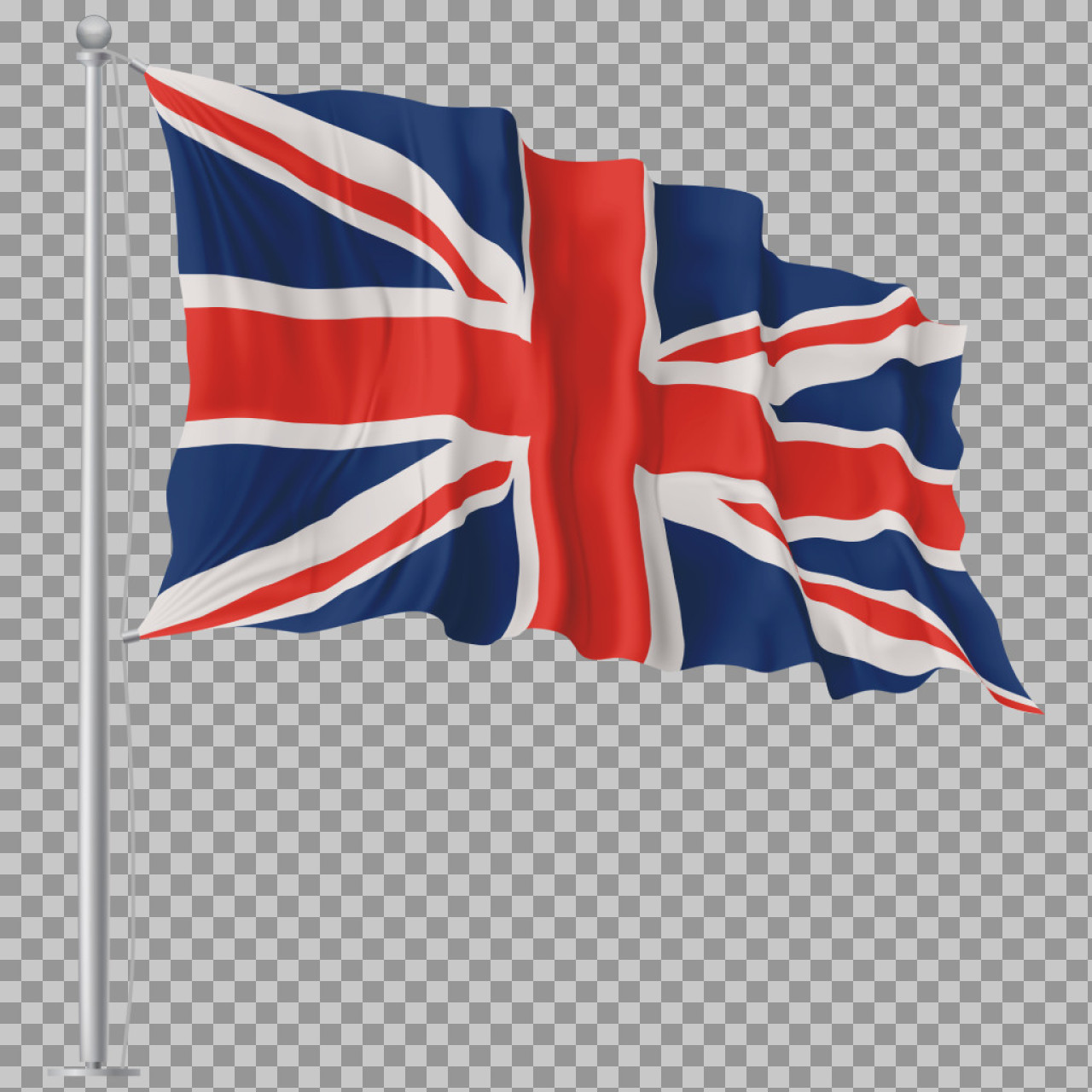 Waving UK Flag PNG | Realistic British Flag on Pole