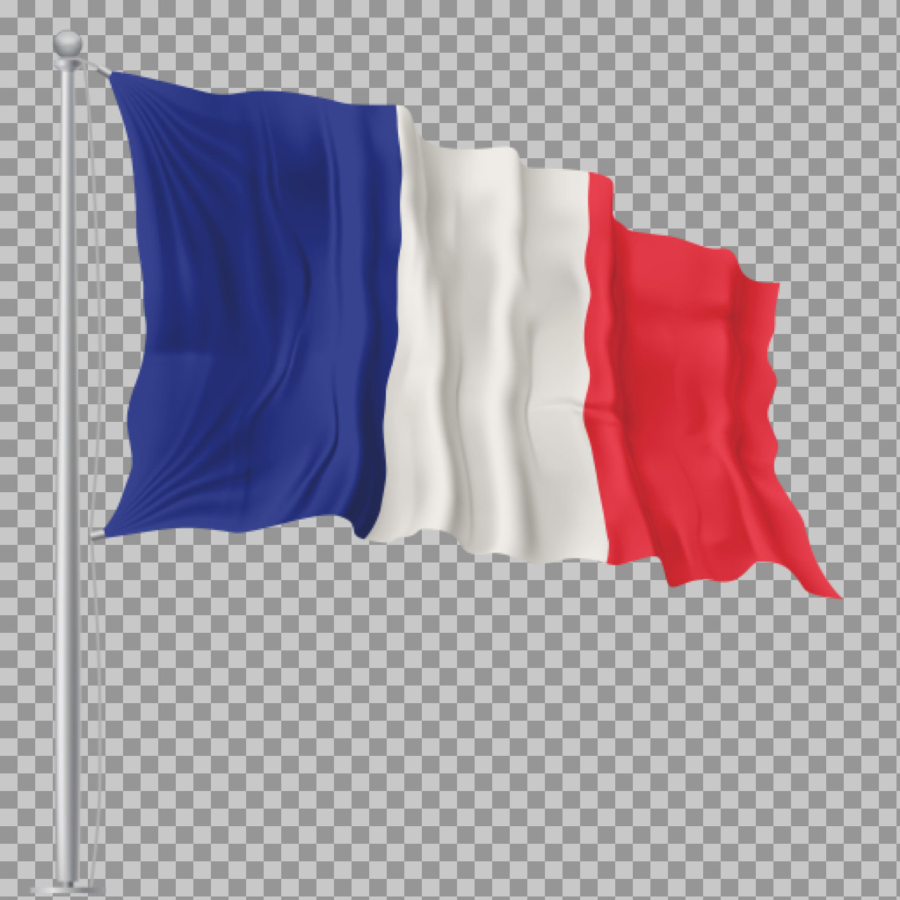 Waving French Flag on Pole PNG | Realistic 3D Illustration...