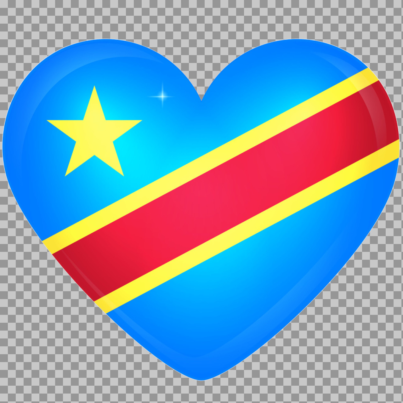 DRC Flag Heart PNG | Democratic Republic of the Congo Patriotic Icon