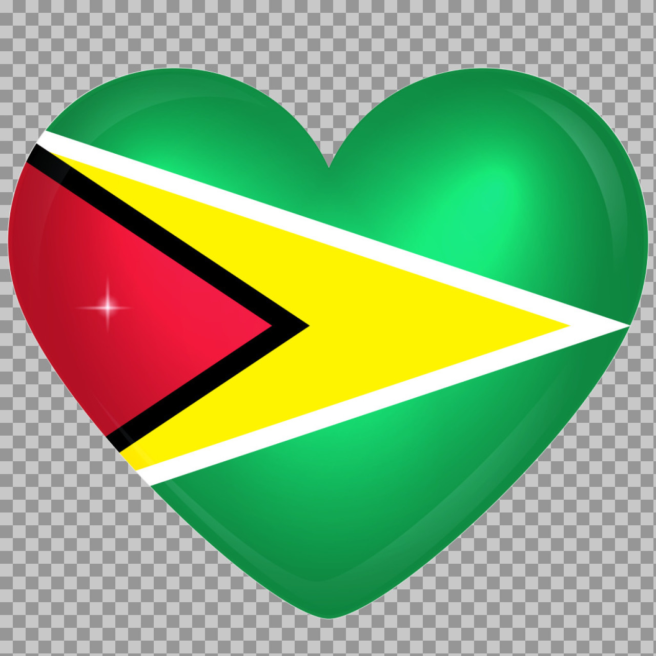 Guyana Flag Heart PNG | Guyanese "Golden Arrowhead" Icon