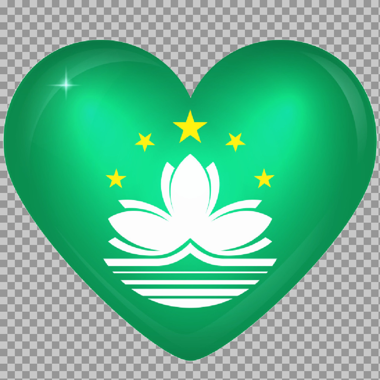 Macau Flag Heart PNG | Glossy Love Macau Symbol...