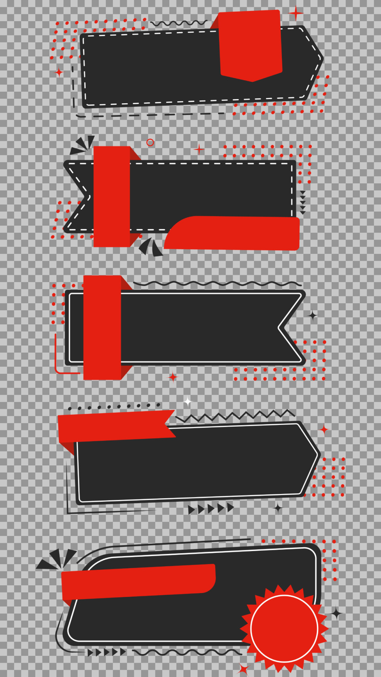 Modern Sale Banner PNG Set | Red & Black Promotional Text Boxes...