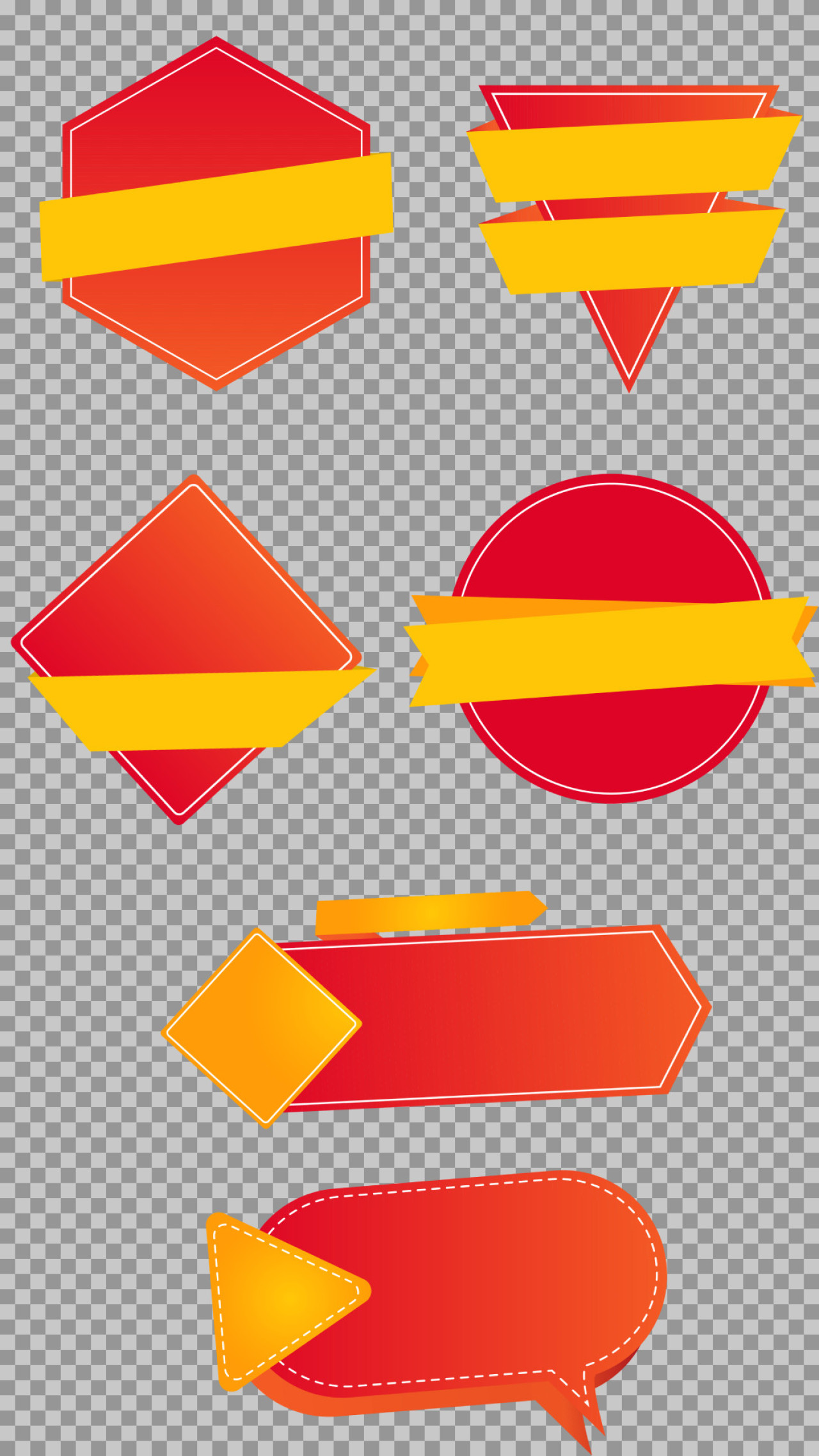 Red & Yellow Promotional Banners & Badges | Graphic Set png