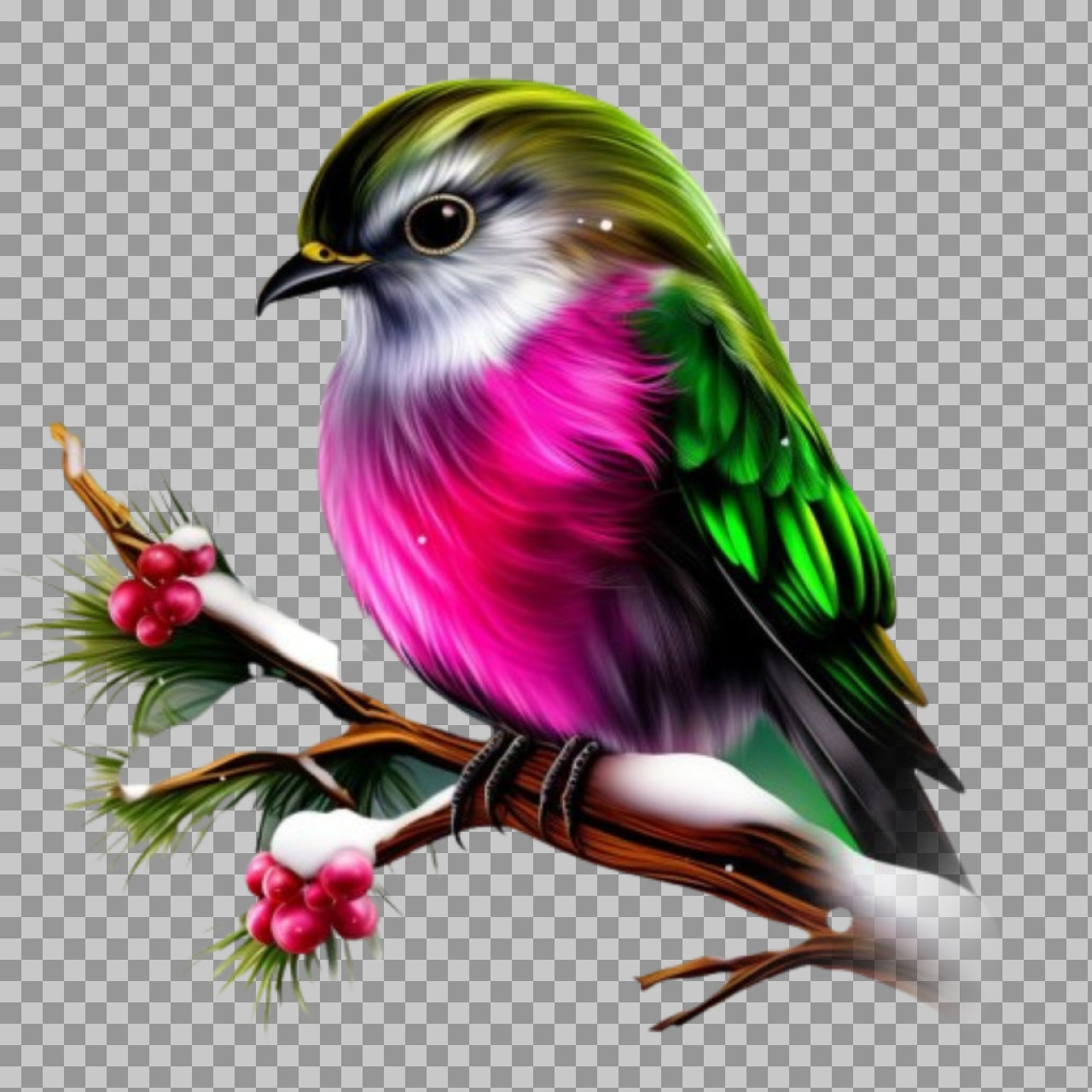Colorful Winter Bird PNG Illustration | Fantasy Digital Art