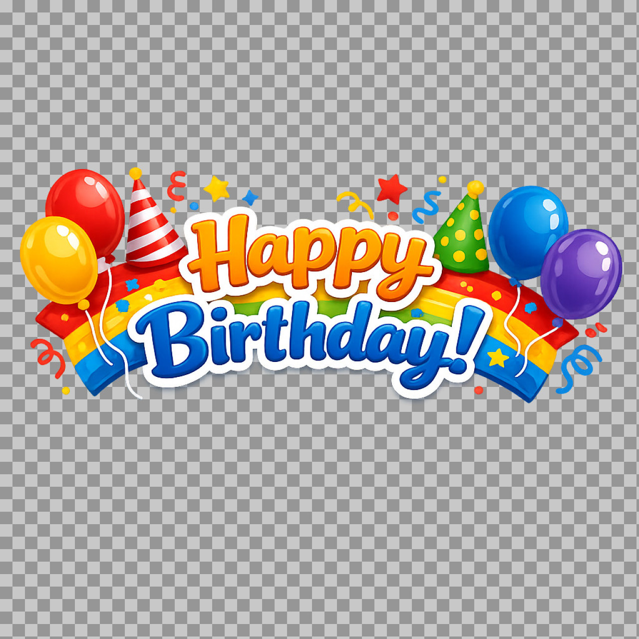 Happy Birthday PNG | Colorful Banner with Balloons...