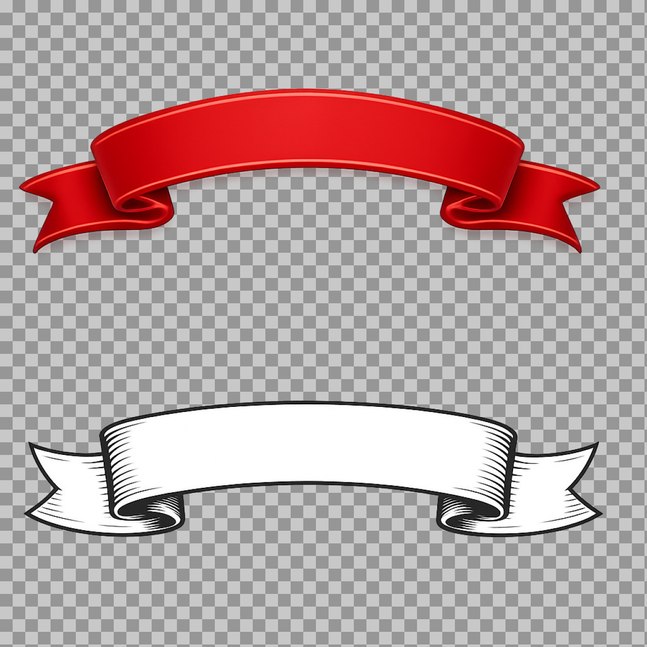 Red & White Ribbon Banner Set PNG | Graphic Design Element