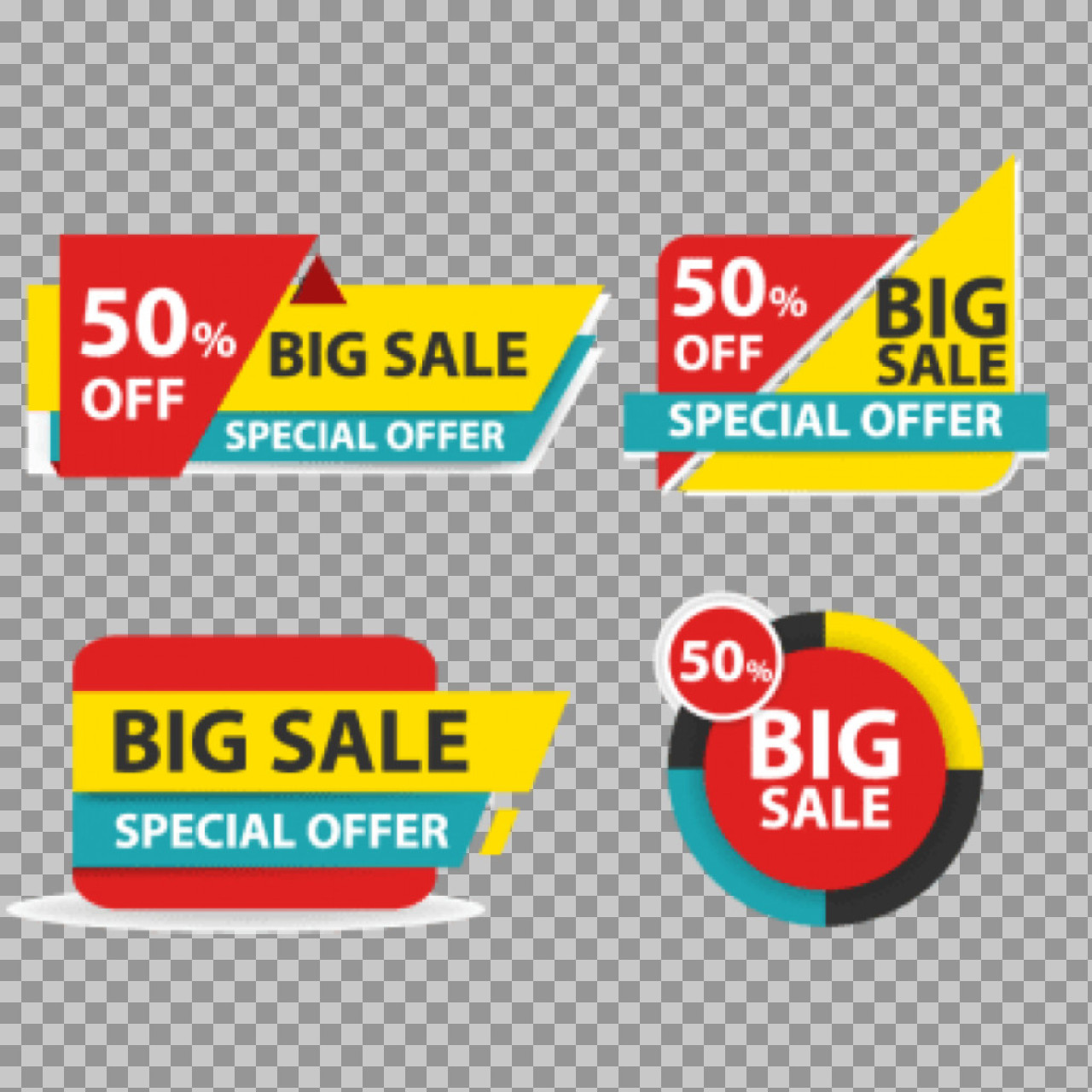 Big Sale & 50% Off Banner Set | Free PNG Graphics