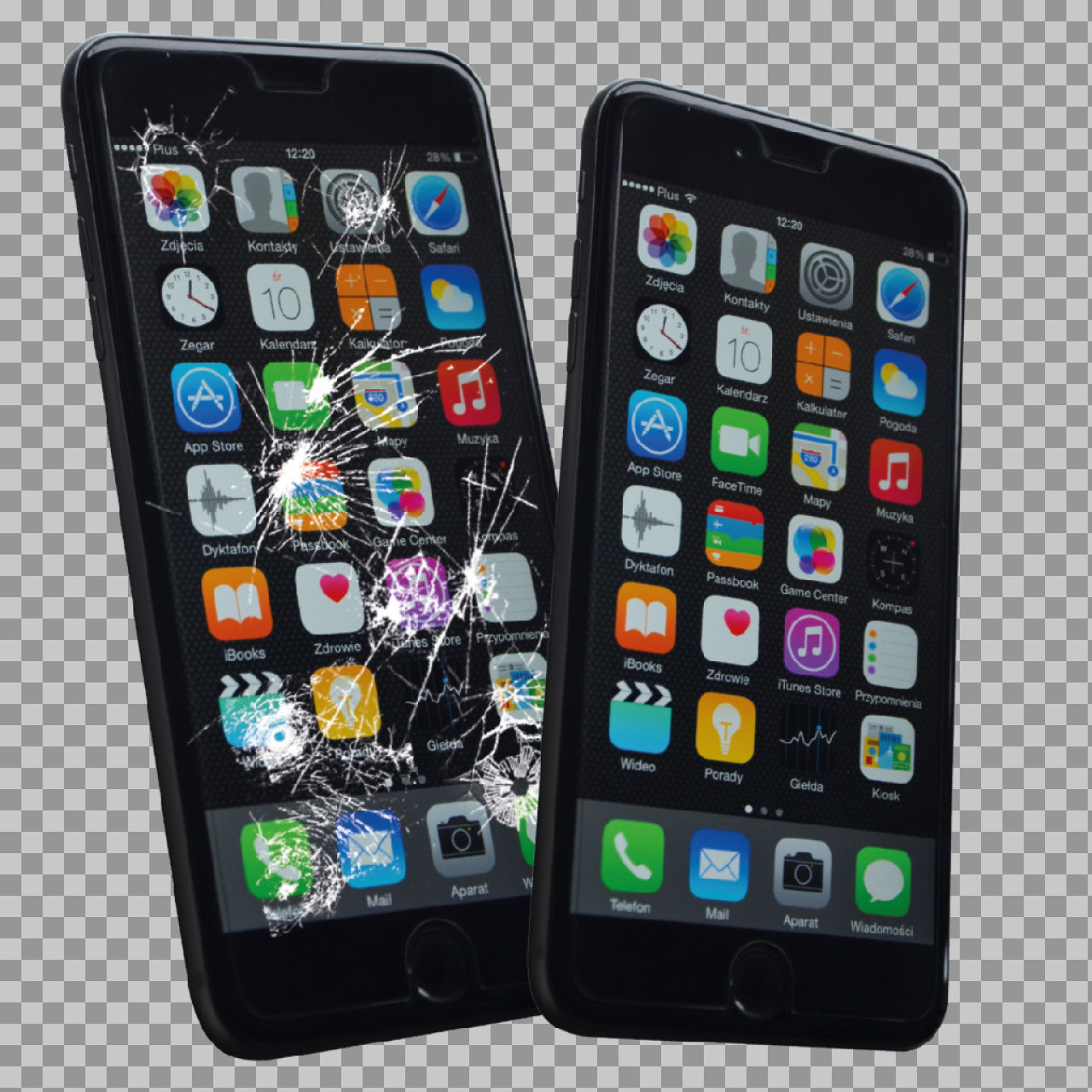 iPhone Screen Repair PNG | Cracked vs. Fixed Before & After