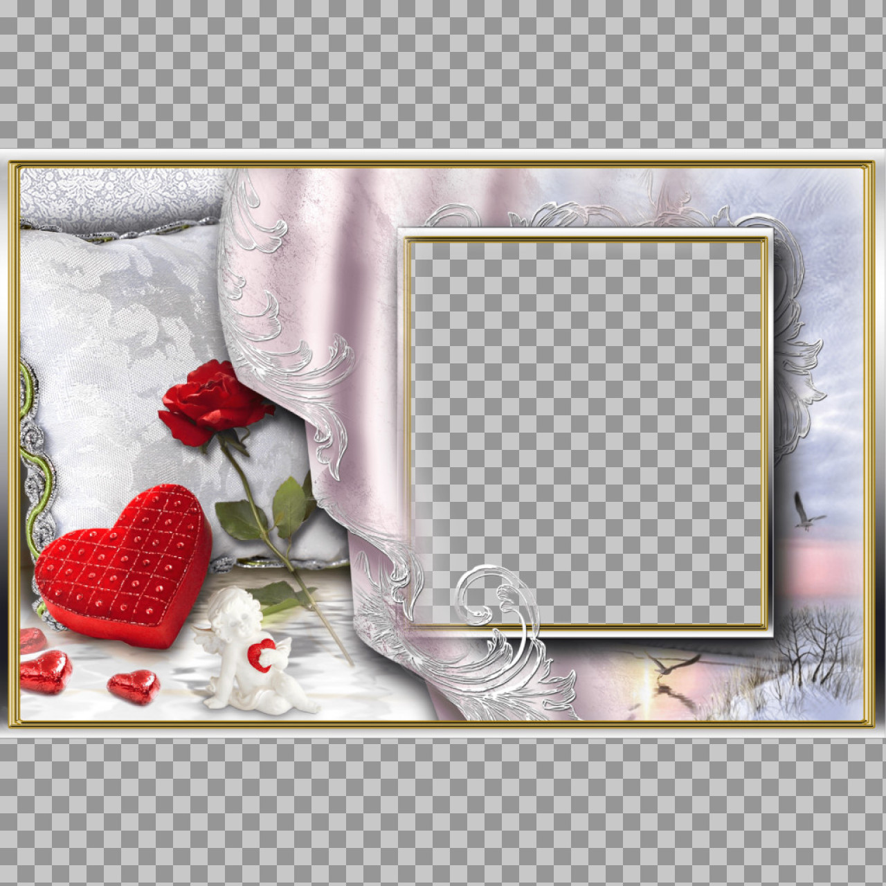 Free Romantic Photo Frame PNG | Valentine's & Love Template