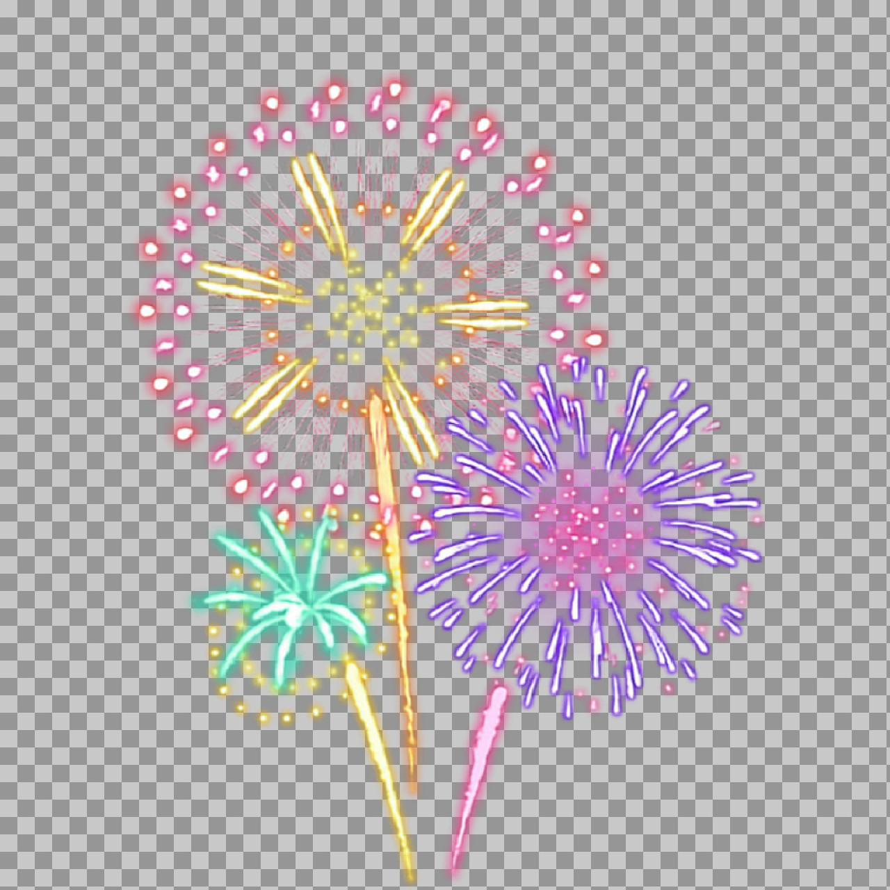 Colorful Fireworks PNG | Free Festive Illustration & Clipart