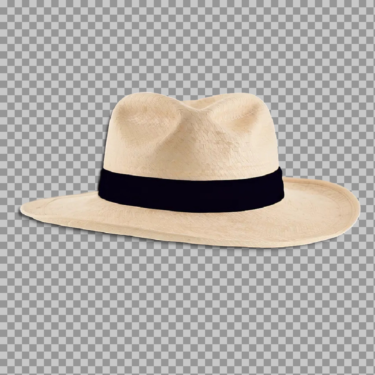 Classic Panama Hat PNG | Straw Fedora with Black Band