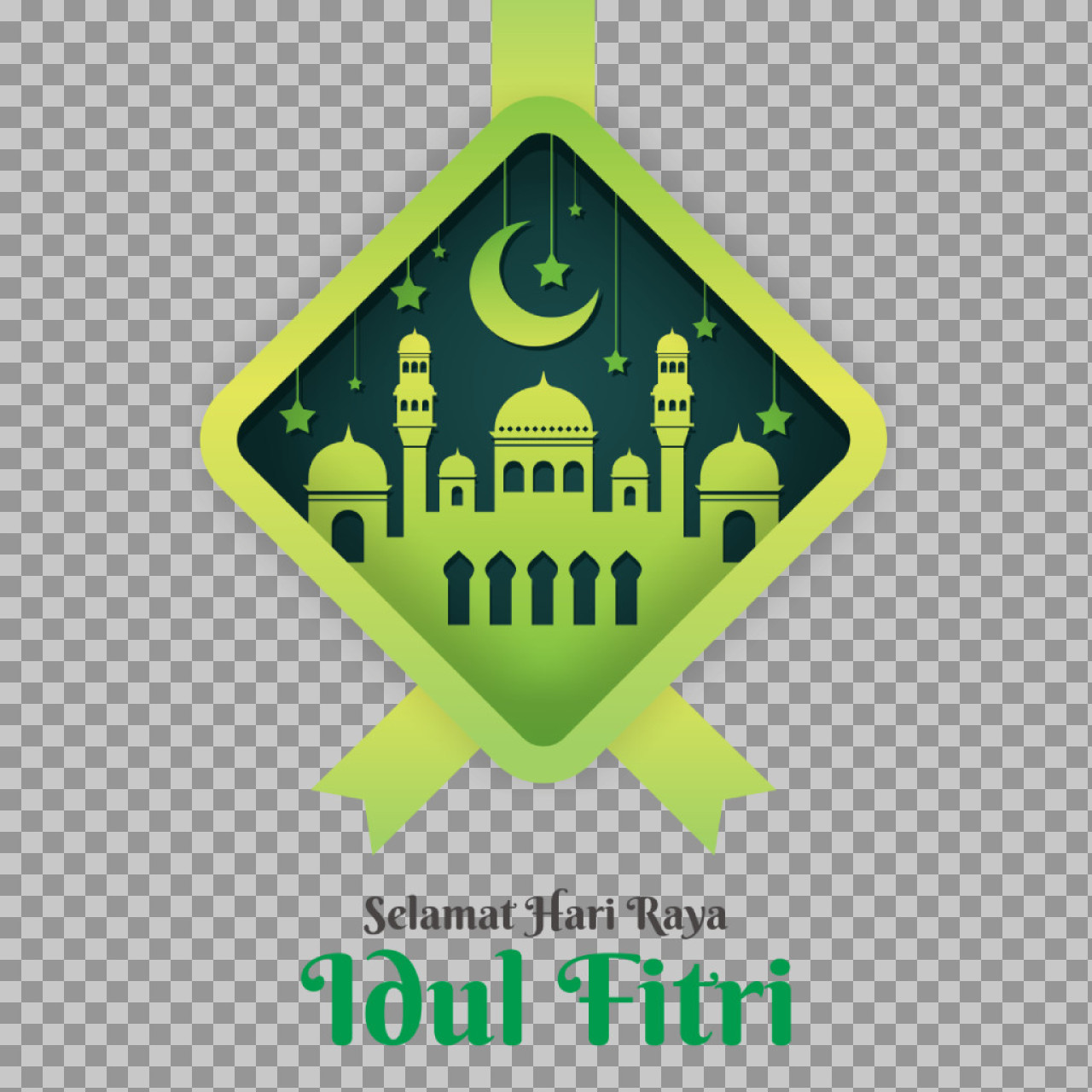 Elegant Idul Fitri Mosque Badge PNG | Free Download