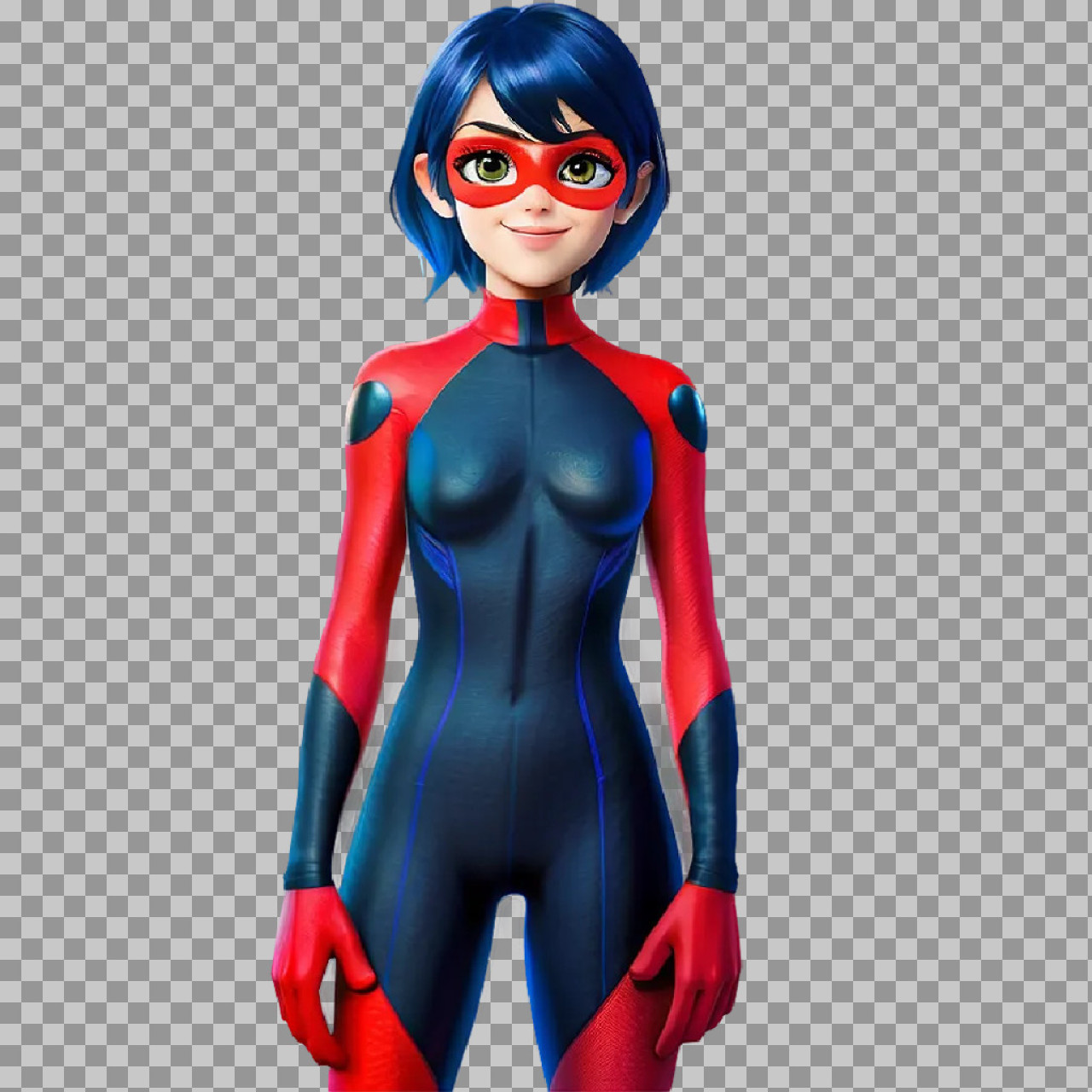 Stylized Female Superhero in Red and Blue | PNG Image...