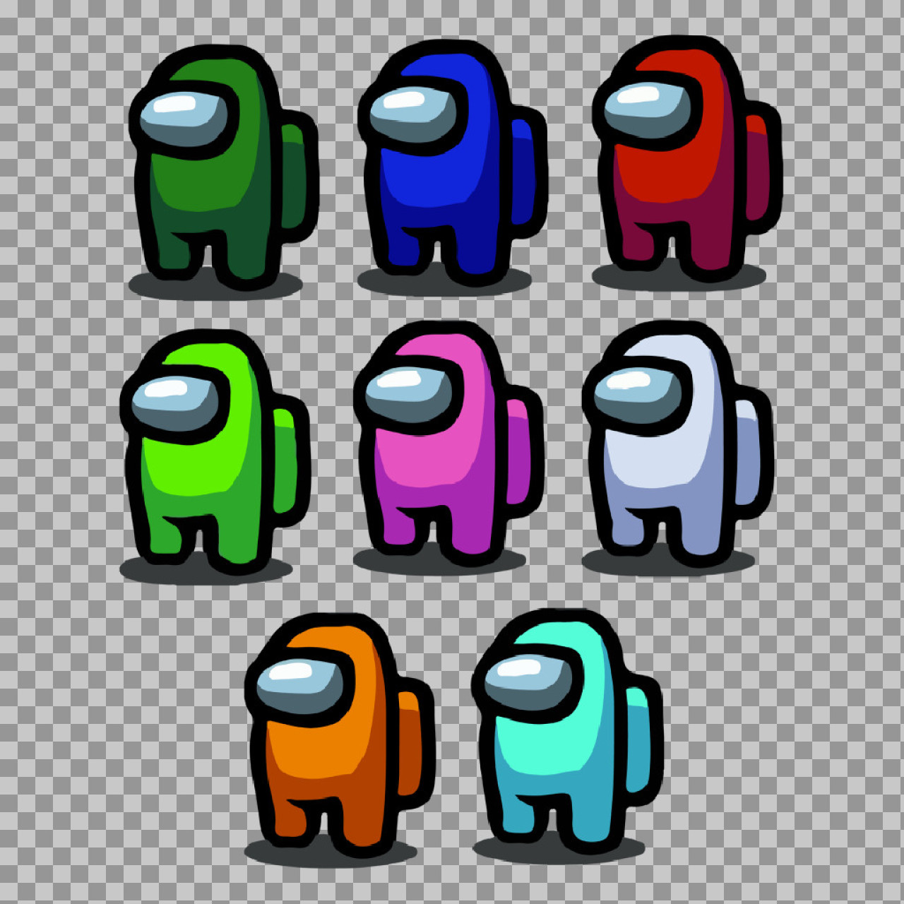 Free Among Us All Colors PNG | Transparent Crewmate Clipart...