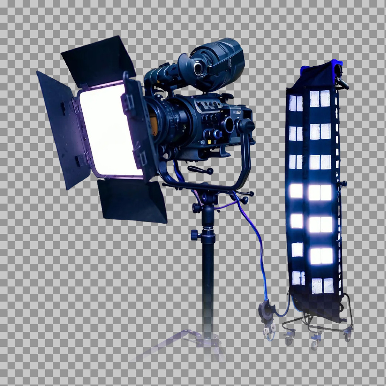 Professional Video Camera and Studio Light PNG | Filming Equipment