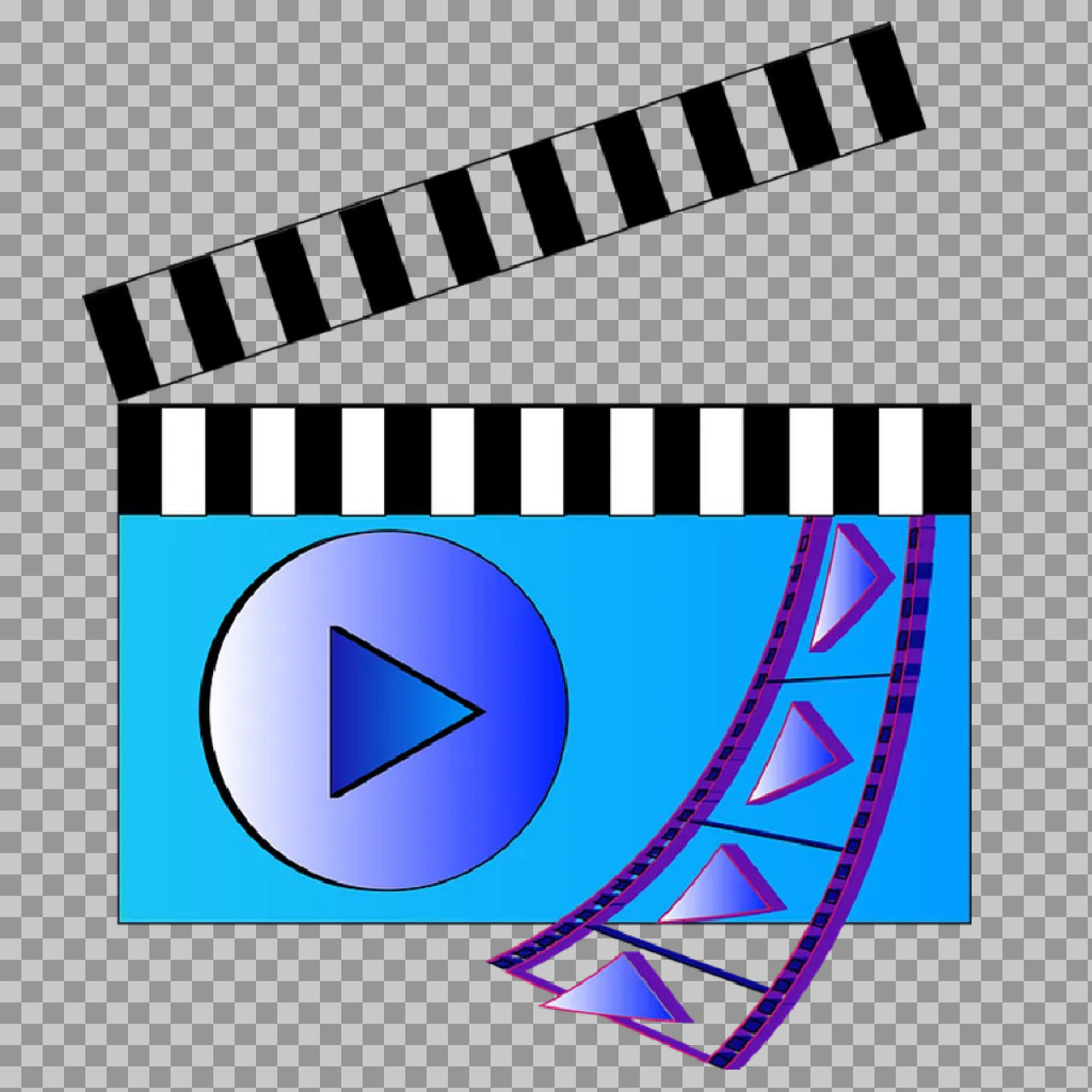 Video Play Icon with Film Strip PNG | Media Graphic