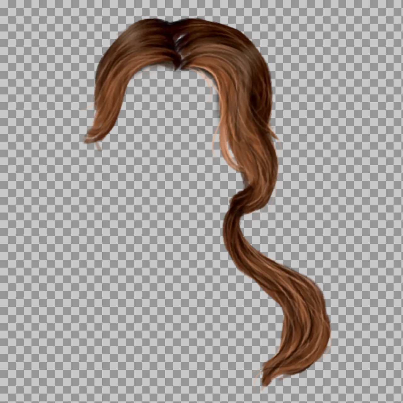 Wavy Brown Hair PNG | Side-Swept Hairstyle Asset