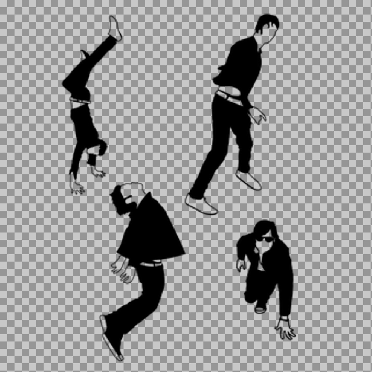 Dynamic Man Silhouette Set PNG | Urban Street Art & Dance Icons