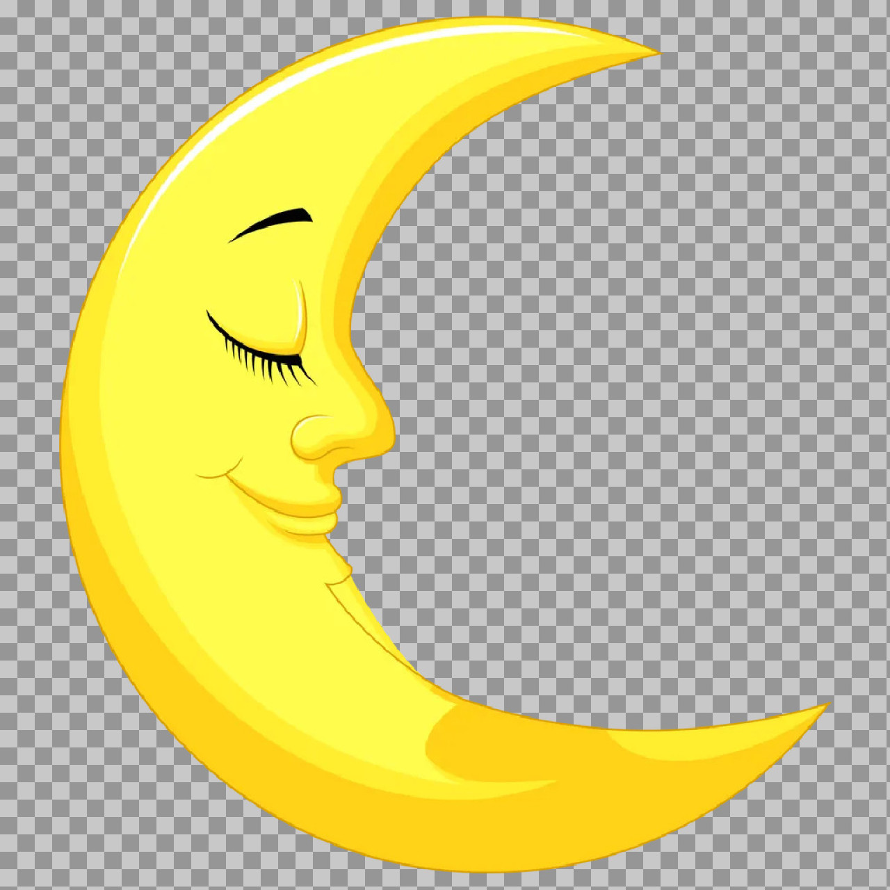Sleeping Crescent Moon Cartoon PNG | Peaceful Night Illustration...