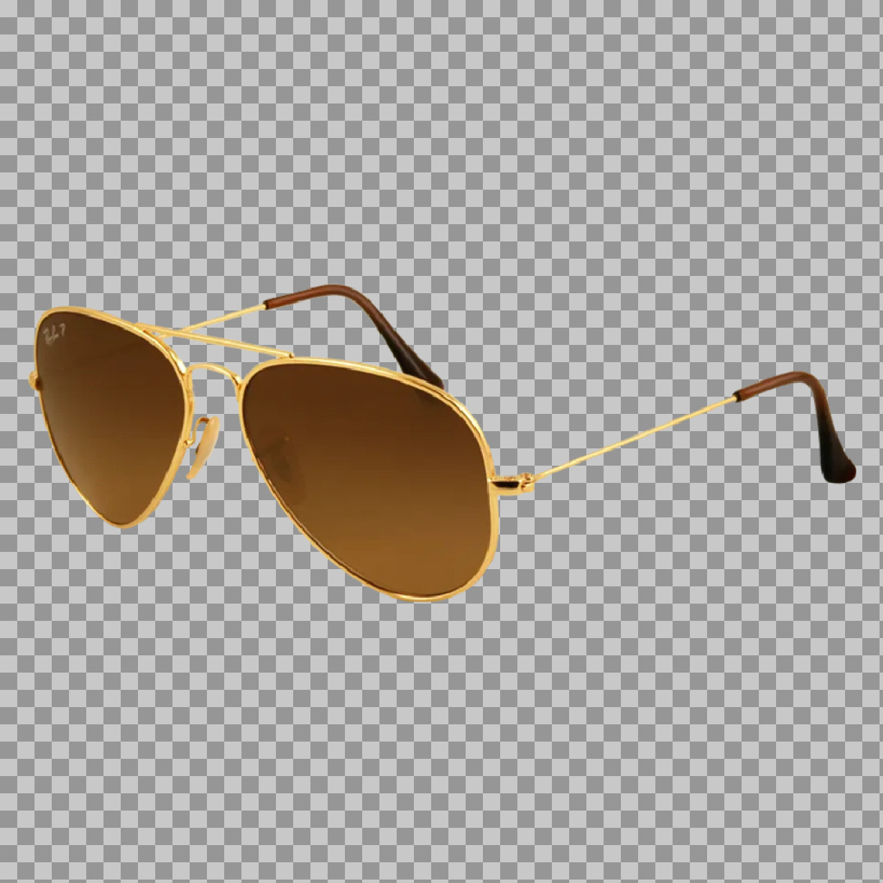 Gold Ray-Ban Polarized Aviator Sunglasses PNG...