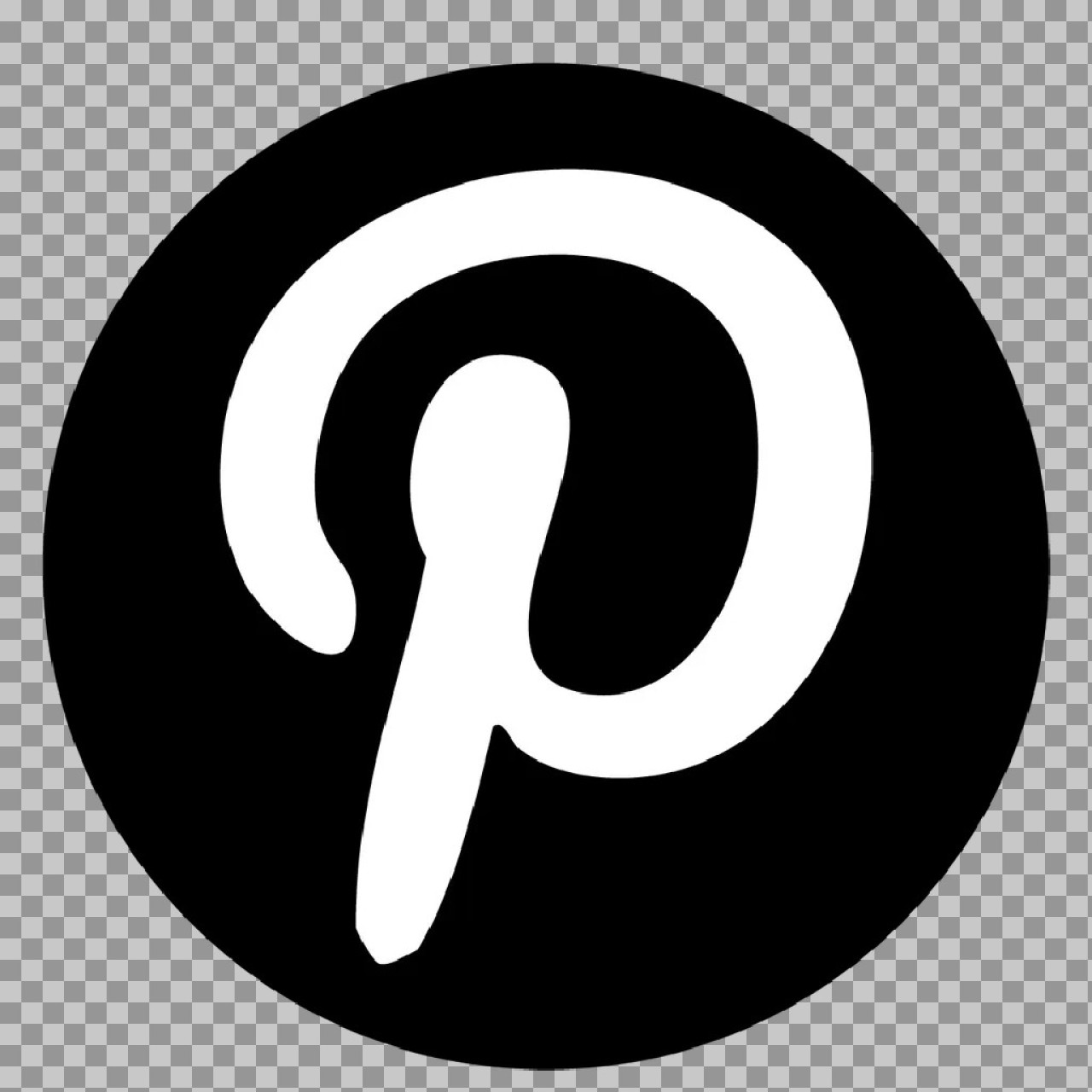 Pinterest White Logo PNG on Black Background | Free Social Media Icon
