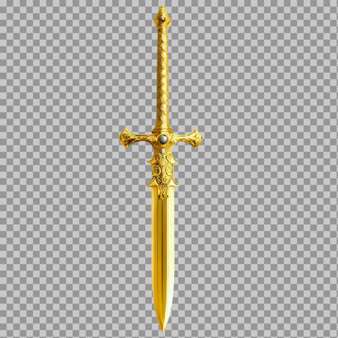 Ornate Golden Fantasy Sword PNG | Magical Weapon Illustration