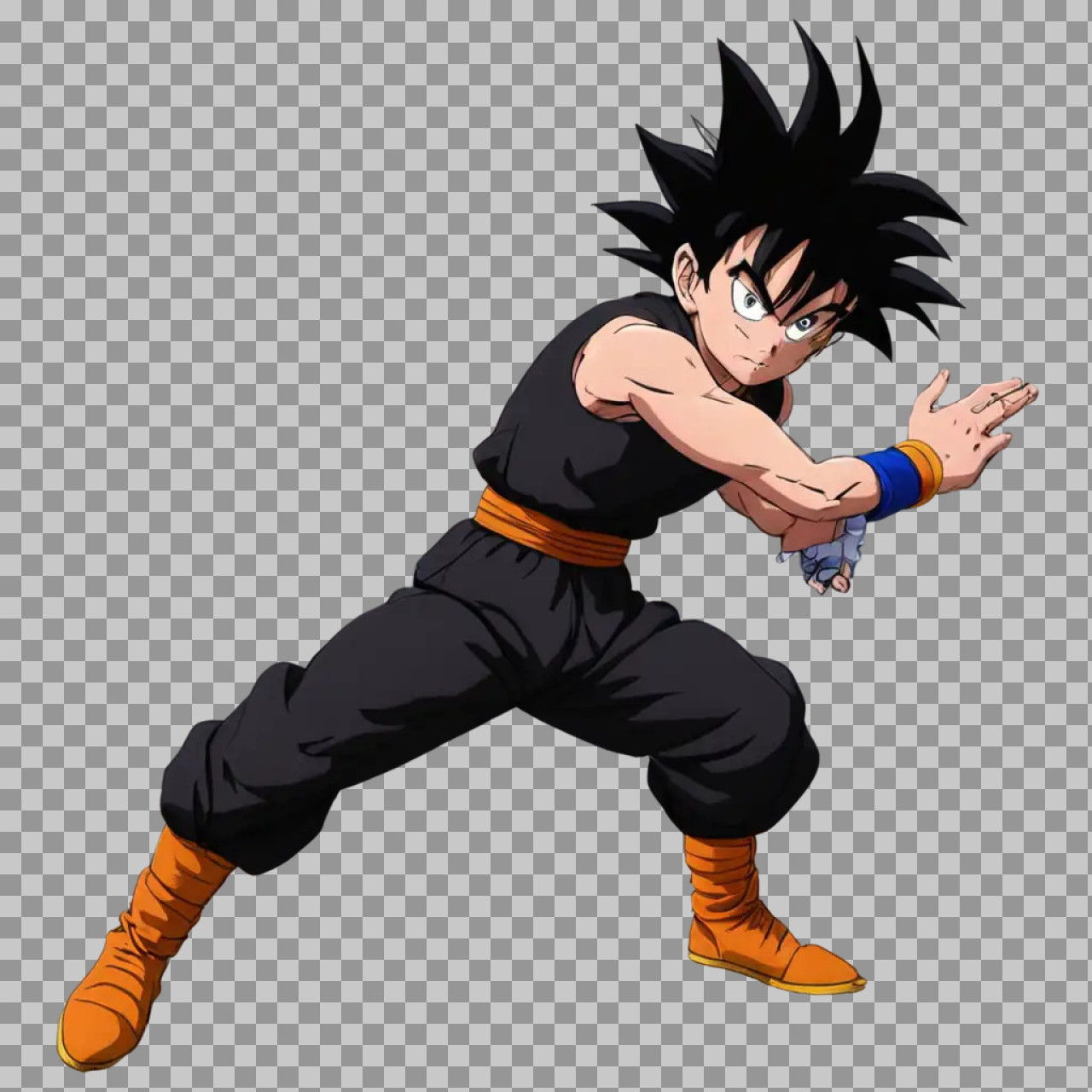 Dragon Ball Style Anime Fighter PNG | Action Pose...