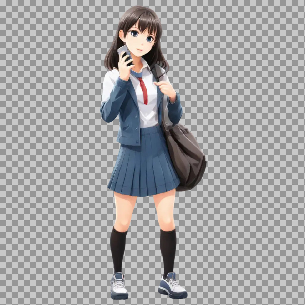 Anime Schoolgirl in Uniform PNG | Japanese Student Character...