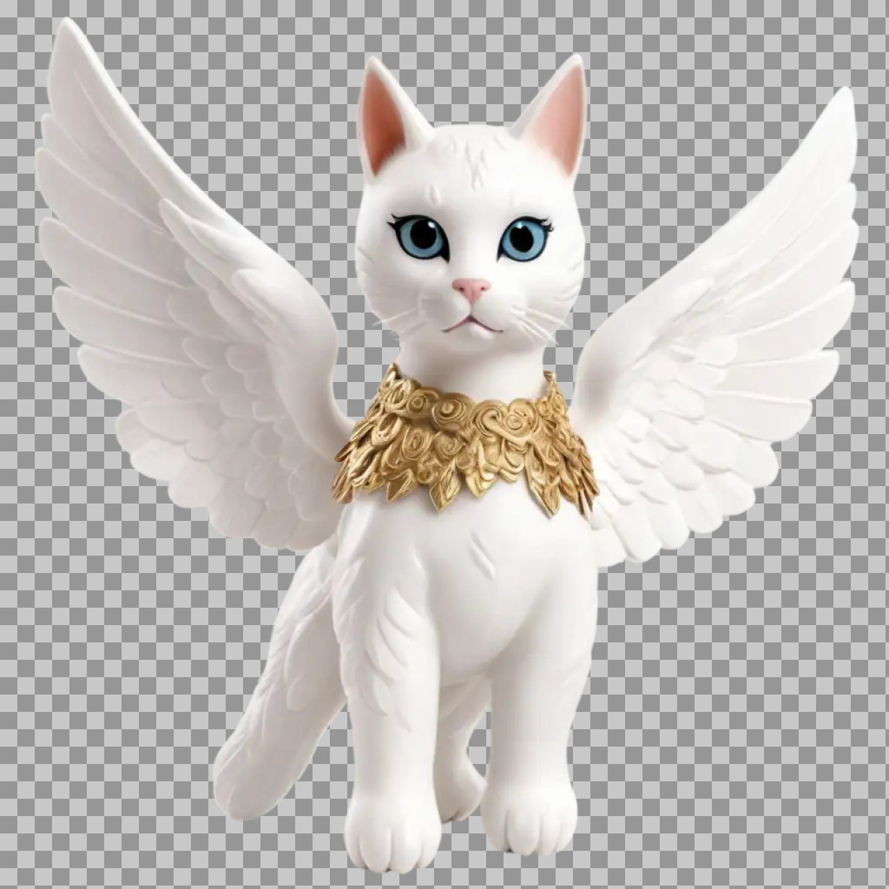 Majestic Winged Cat PNG | Fantasy Guardian Figure...