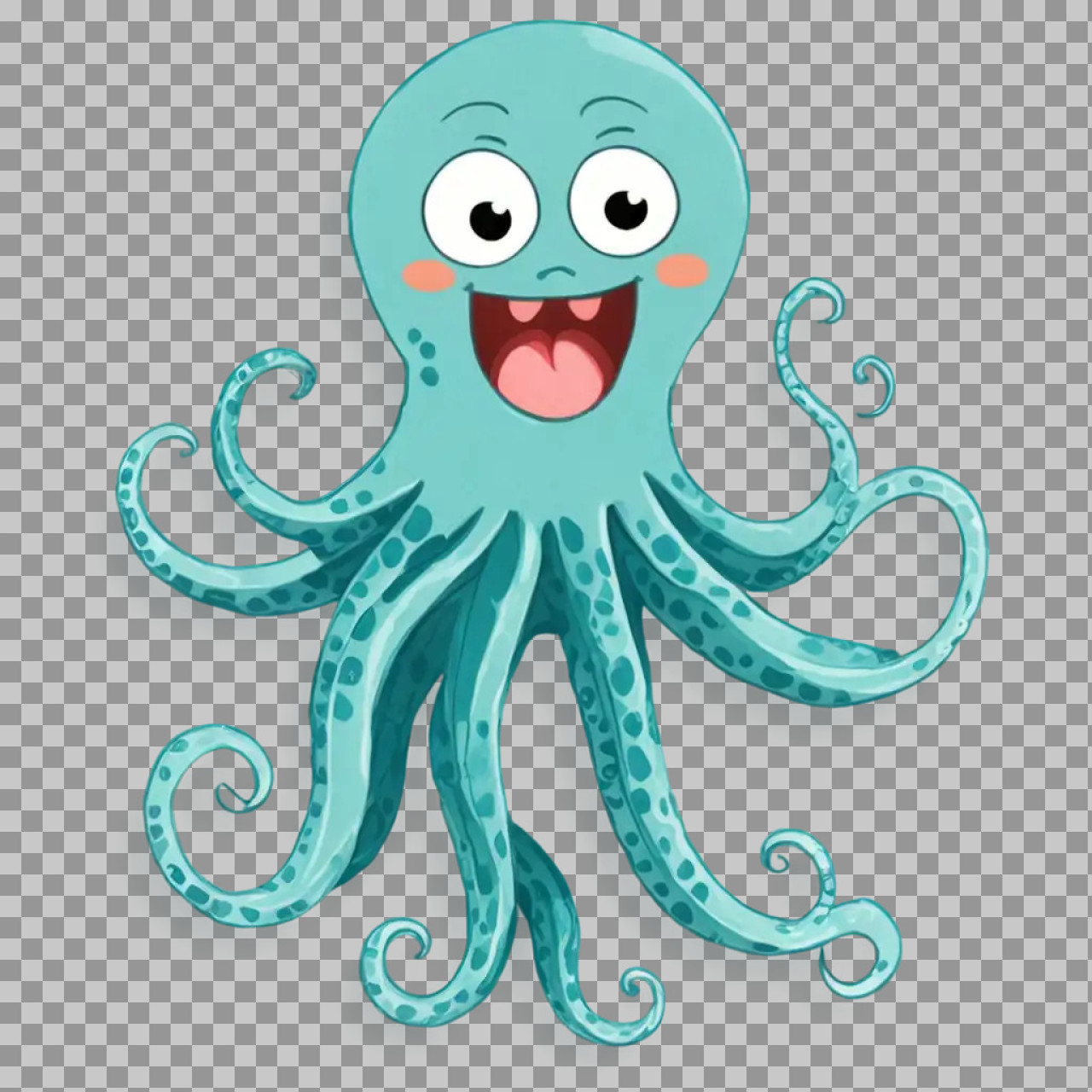 Cute Cartoon Octopus PNG | Happy Sea Creature Illustration...